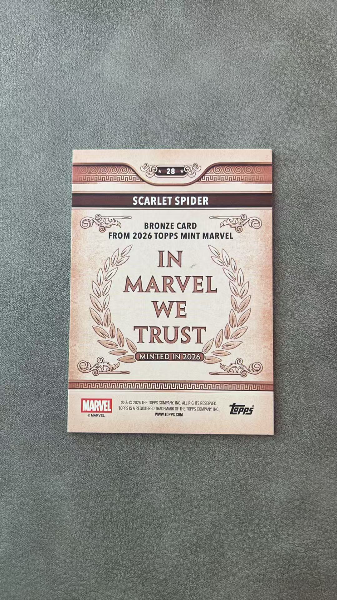889【330球星卡实体店代卖】2026 Topps MINT Marvel 漫威 Scarlet Spider 猩红蜘蛛侠 橙折 低编 14/25编 厚卡 仅顺丰寄付(UK23)