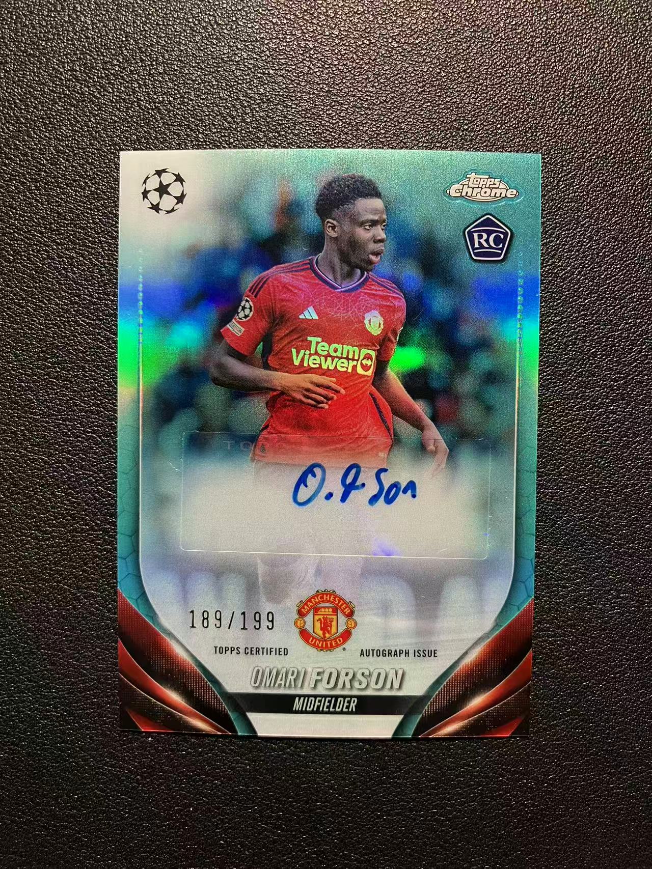 2024 Topps Chrome Omari Forson RC 欧冠TC系列 奥马里-福森 189/199编 青折签 签字 完美签 曼联 曼彻斯特联 RC新秀 卡品如图 B127