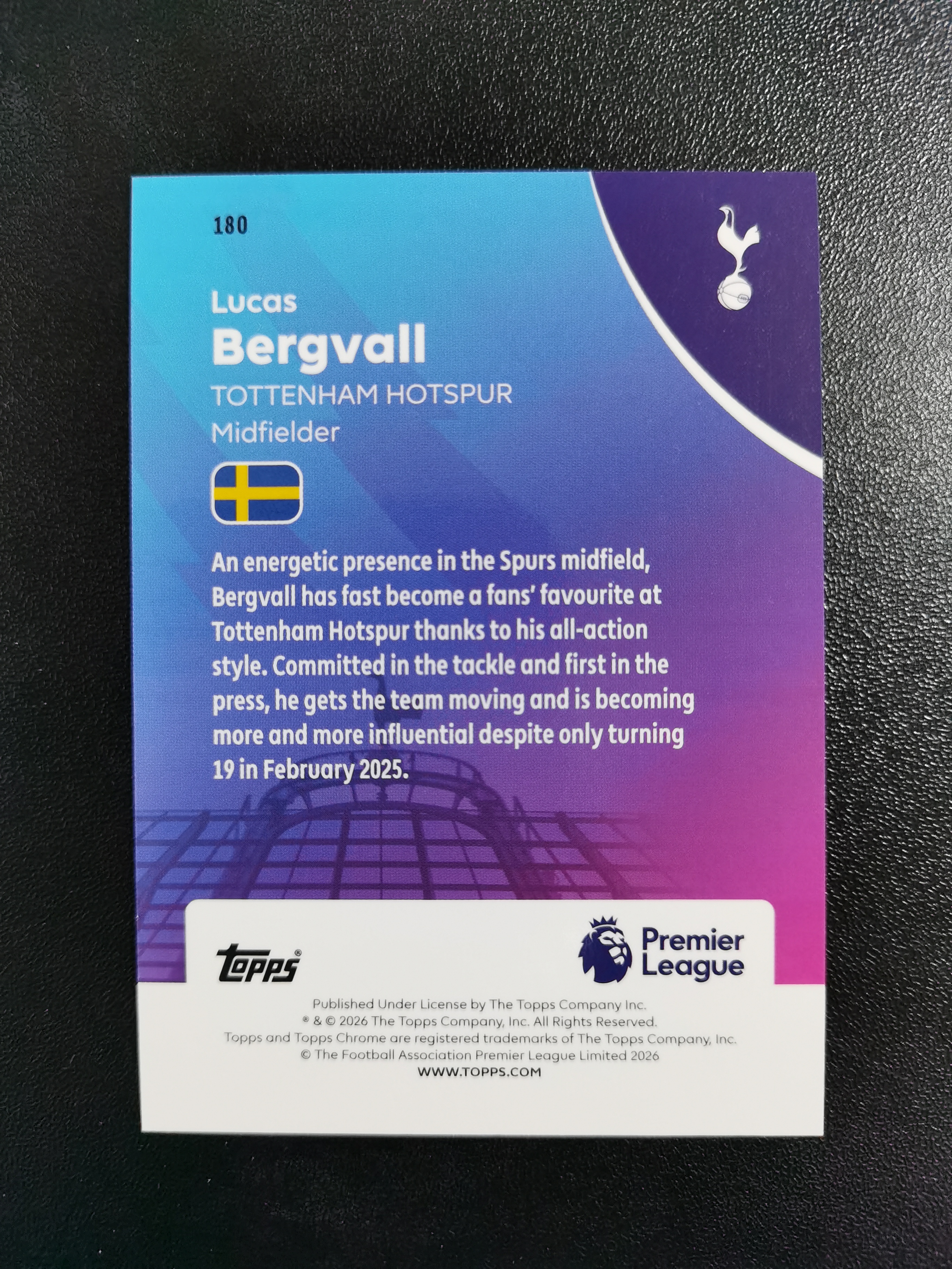2026 Topps Chrome Lucas Bergvall 伯格瓦尔 热刺 TC英超 变形虫折 收藏凑套 卡品如图 免费代拍(SC888)