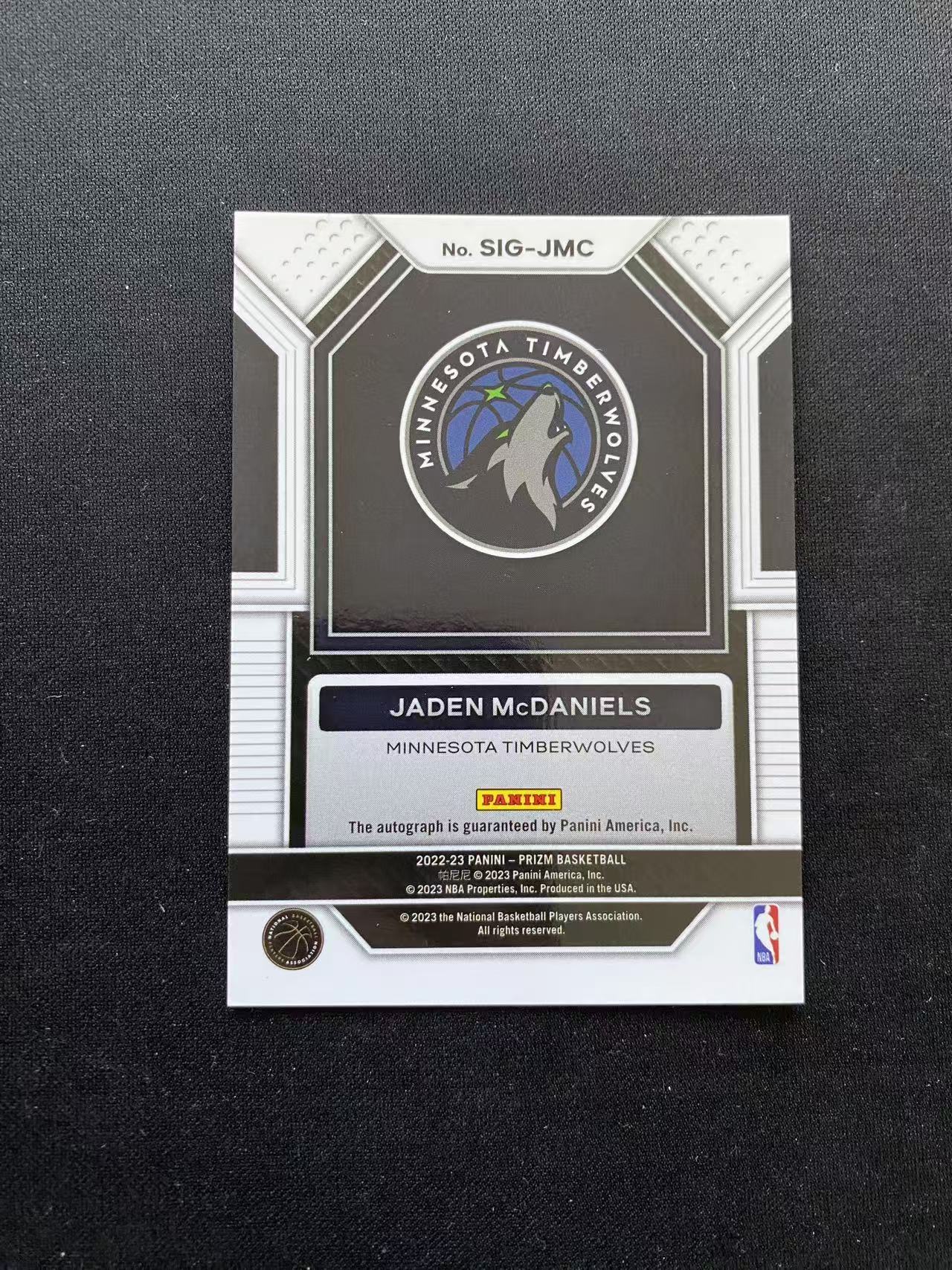 2022-23 panini prizm jaden mcdaniels 森林狼 麦克丹尼尔斯 签字【king#26】