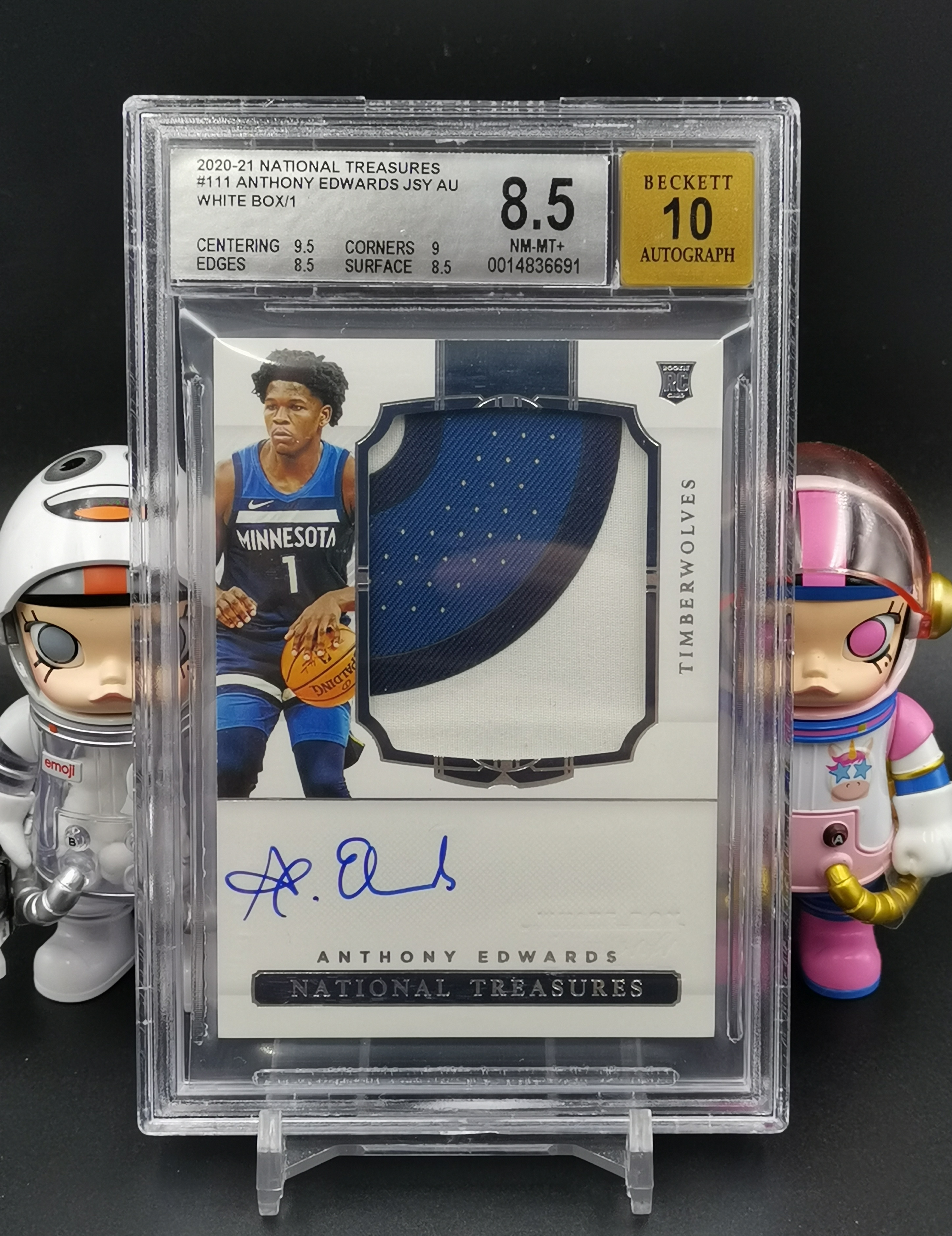 20-21 National Treasures Anthony Edwards RC 【学浪】国宝系列 森林狼 新秀年 安东尼 爱德华兹 华子 三色球衣切割 签字 卡签 正RPA 白盒 1of1 1/1 一编一 BGS8.5/10评级