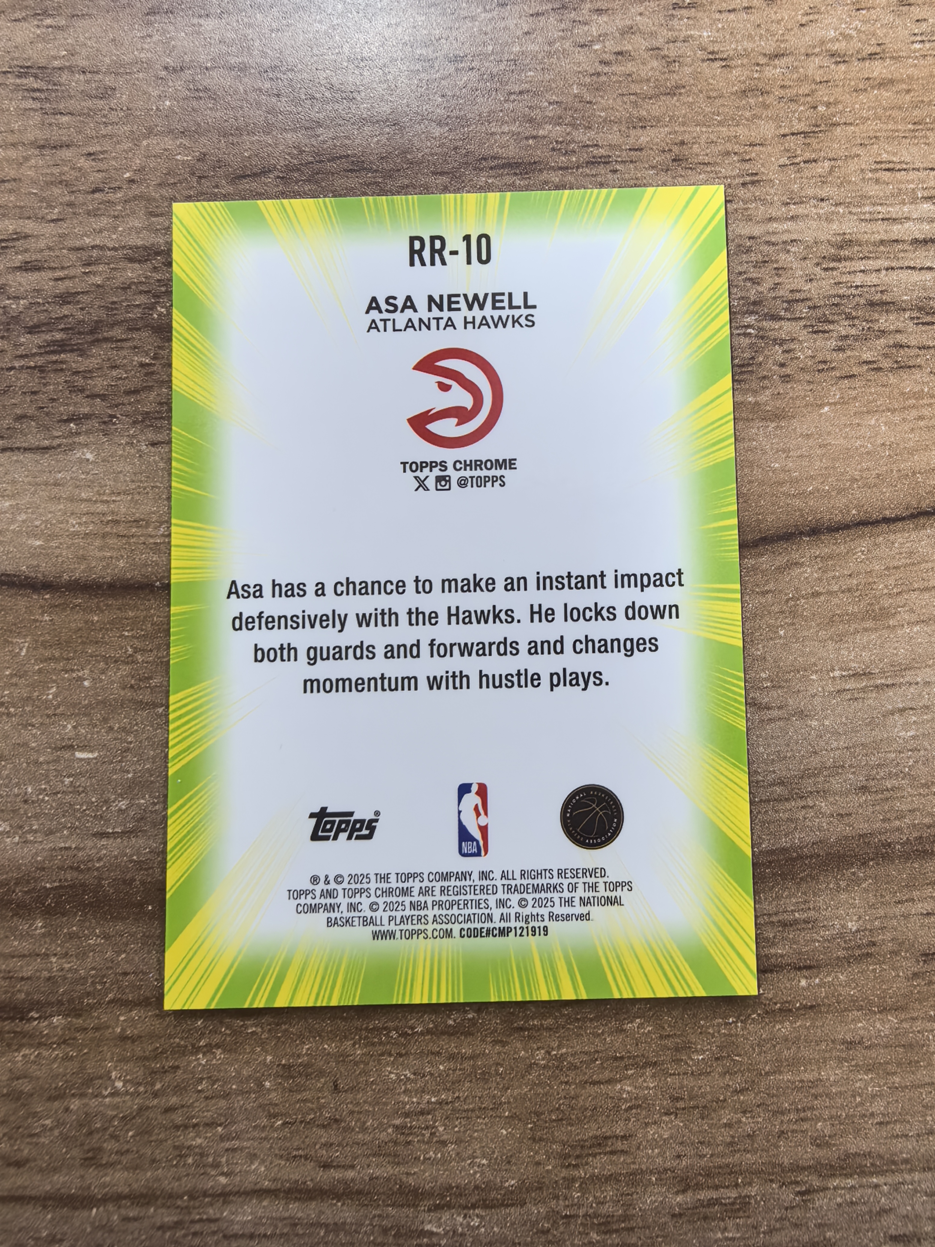 2025 Topps Chrome Asa Newell RC 老鹰 阿萨纽厄尔 新秀 闪耀新秀 黑金佛光折 折射 大比例 SSP 微瑕 实卡精美 卡品如图 收藏必入 七哥
