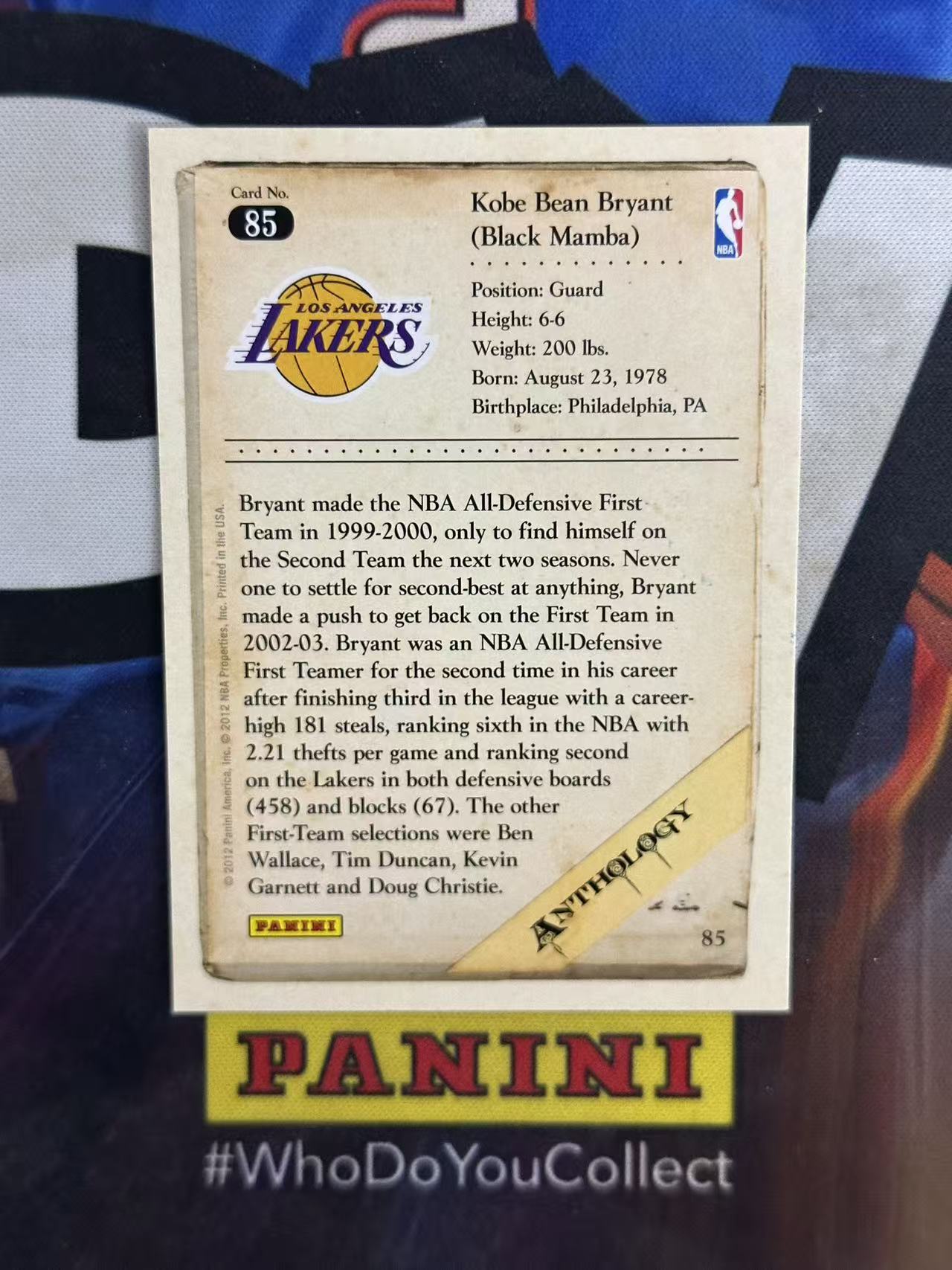 2012 Panini Kobe Bryant Kobe Bryant 【小猪包代卖】No.85 湖人 科比 布莱恩特 补偿包 黑白天使 base 特卡 戴总