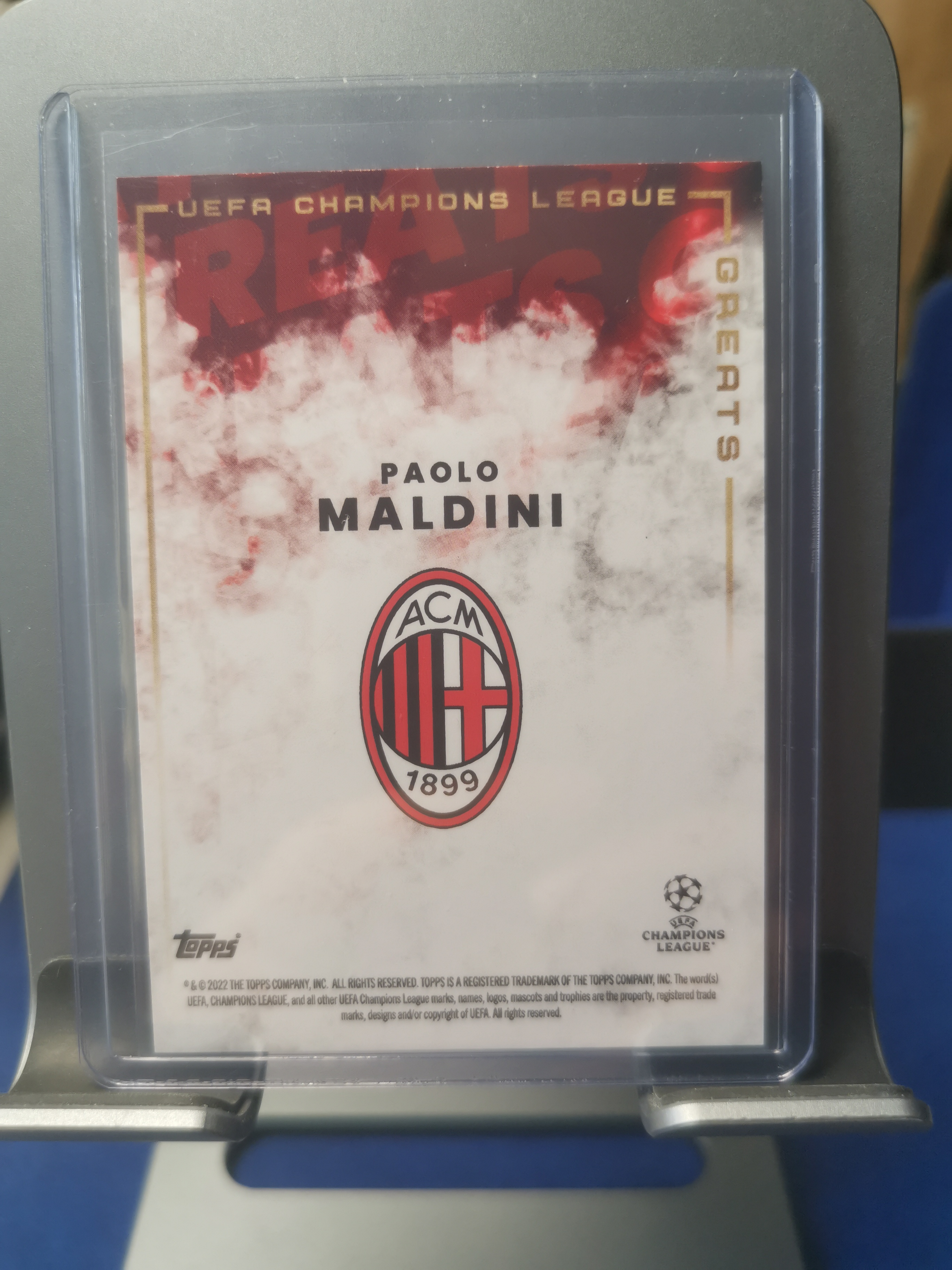 2022 Topps UEFA Champions League Paolo Maldini 欧冠 欧联 白金盒 意甲 AC米兰 马尔蒂尼 10编 红折base 10/10 尾编（A007)