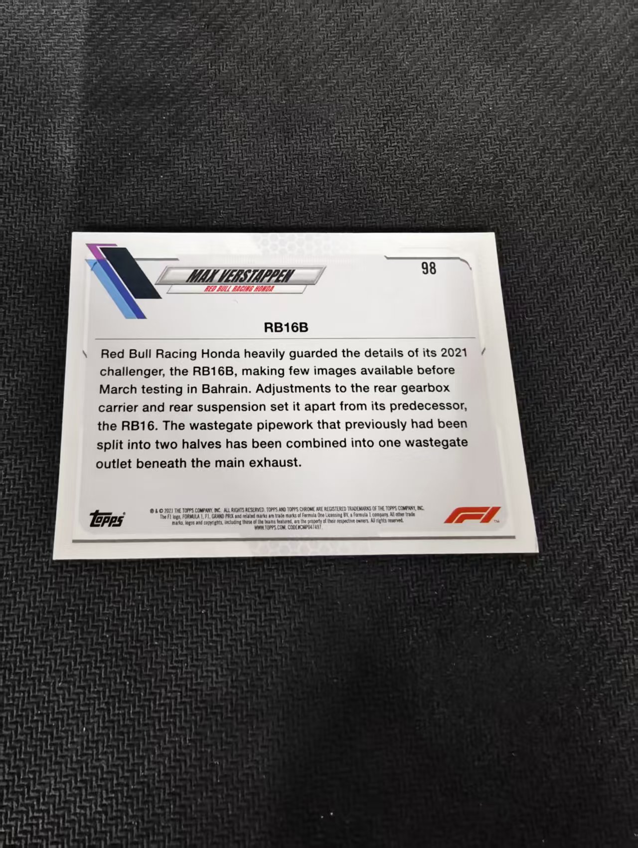 【可合并,不累计】2021 Topps Chrome Max Verstappen F1 维斯塔潘 红牛 划痕 边角瑕疵 #98