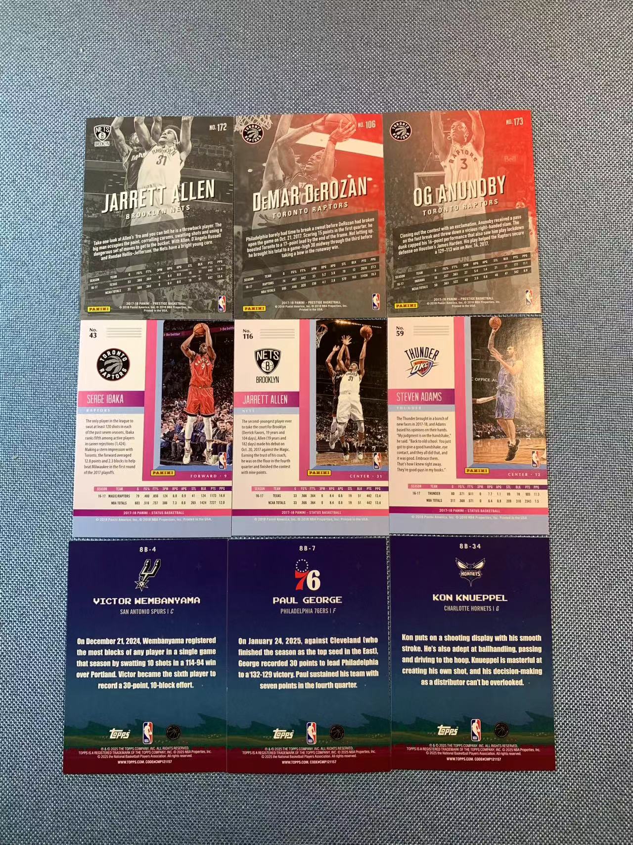 (詹叔代拍)2025 Topps Flagship文班亚马 阿伦 乔治 德罗赞阿德巴约等 折射 特卡 新秀 RC 一图多张打包 顺丰寄付 i3