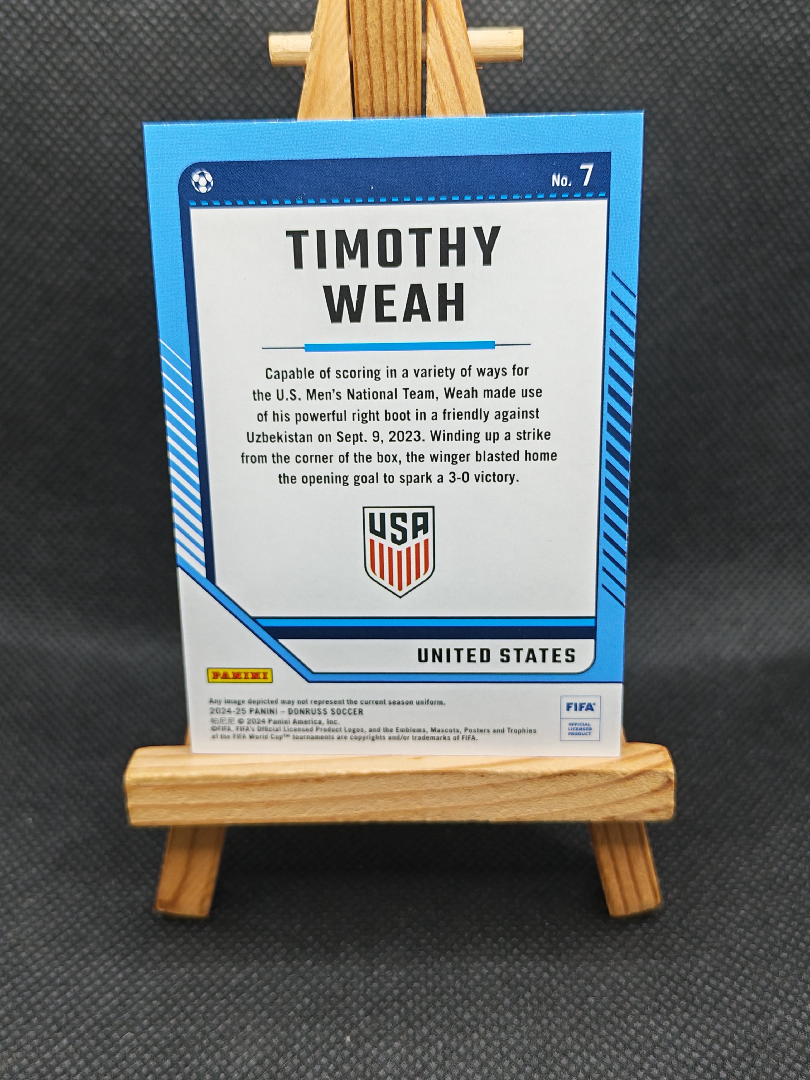 【OT拍卖0手续】 2024-25 Panini Donruss 杜蕾斯 Timothy Weah 美国 蒂莫西 维阿 49编 蓝折 卡品如图 QW068