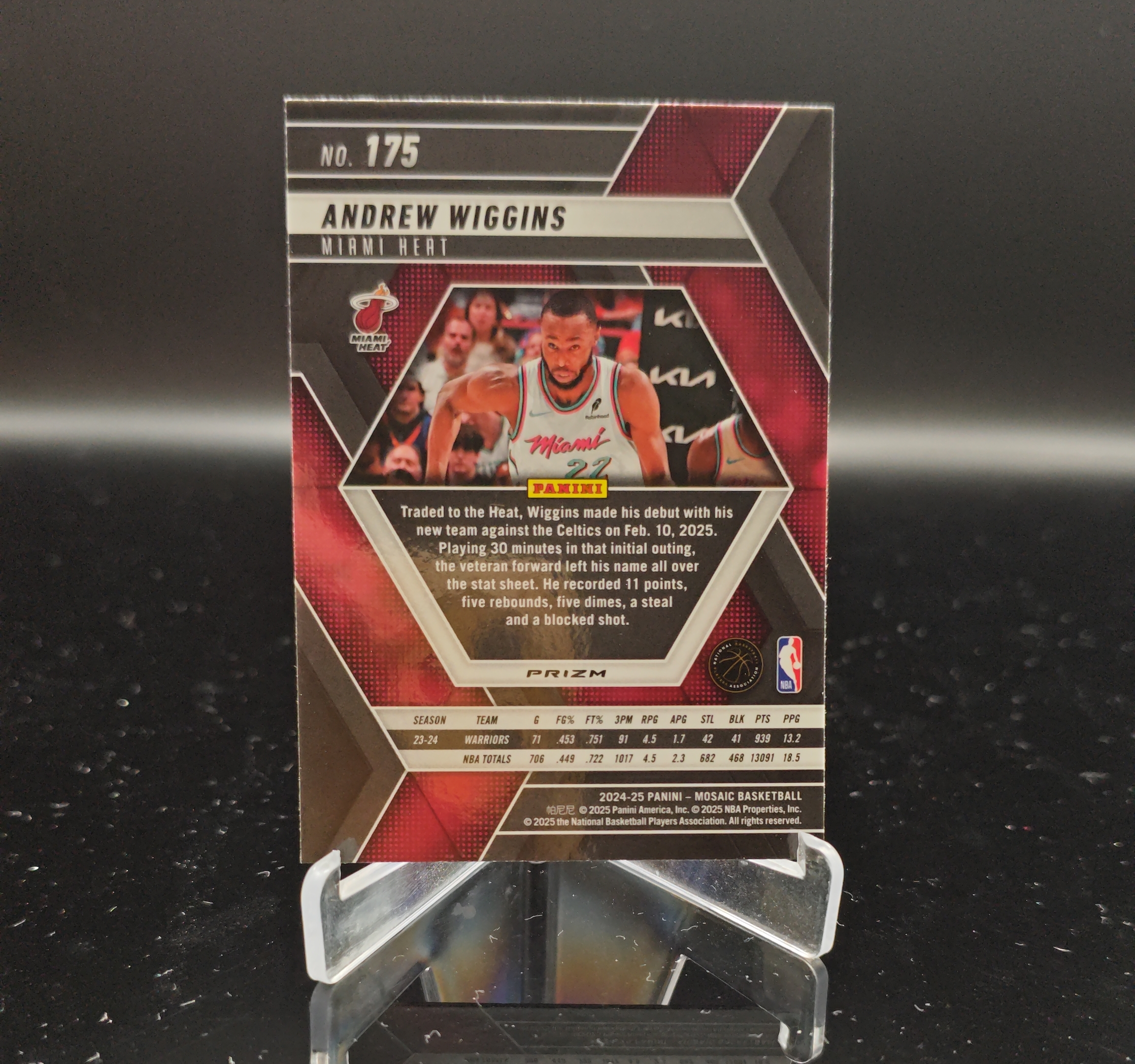 2024-25 Panini Mosaic Andrew Wiggins #175 帕尼尼 马赛克 维金斯 迈阿密热 折射 卡品如图