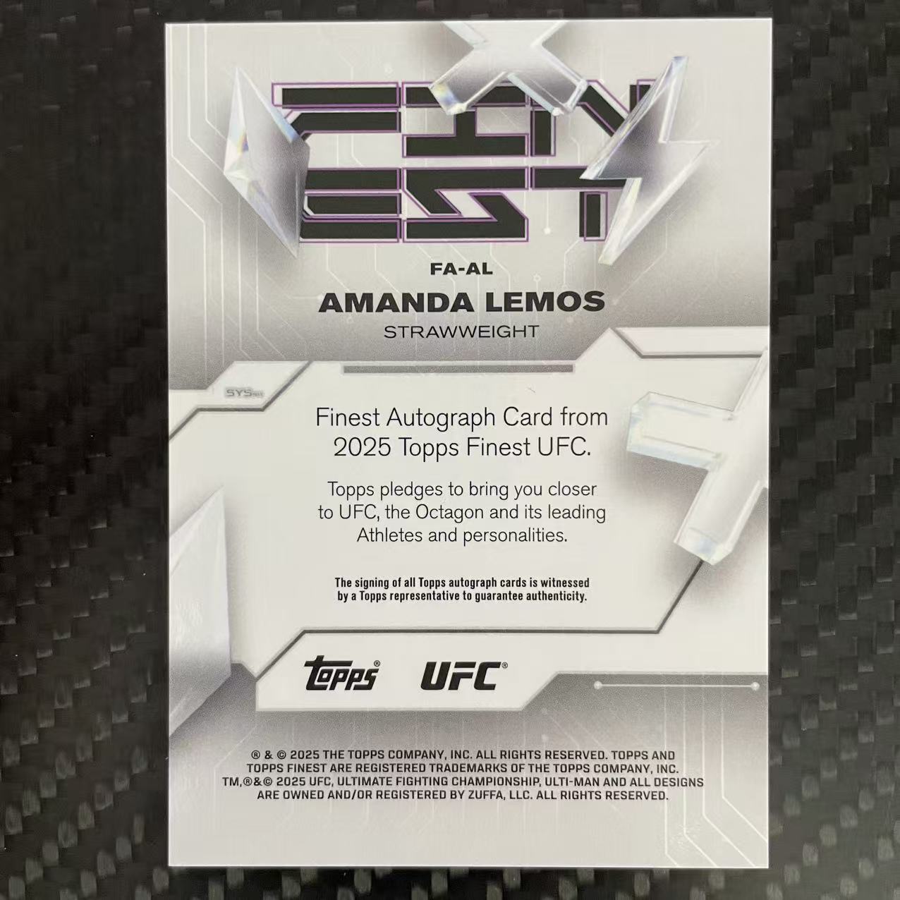 2025 Topps Finest Amanda Lemos 【杰克森拍卖】阿曼达·莱莫斯 签字 49/75编 棋盘折 草量级 UFC 特卡 折射 INS