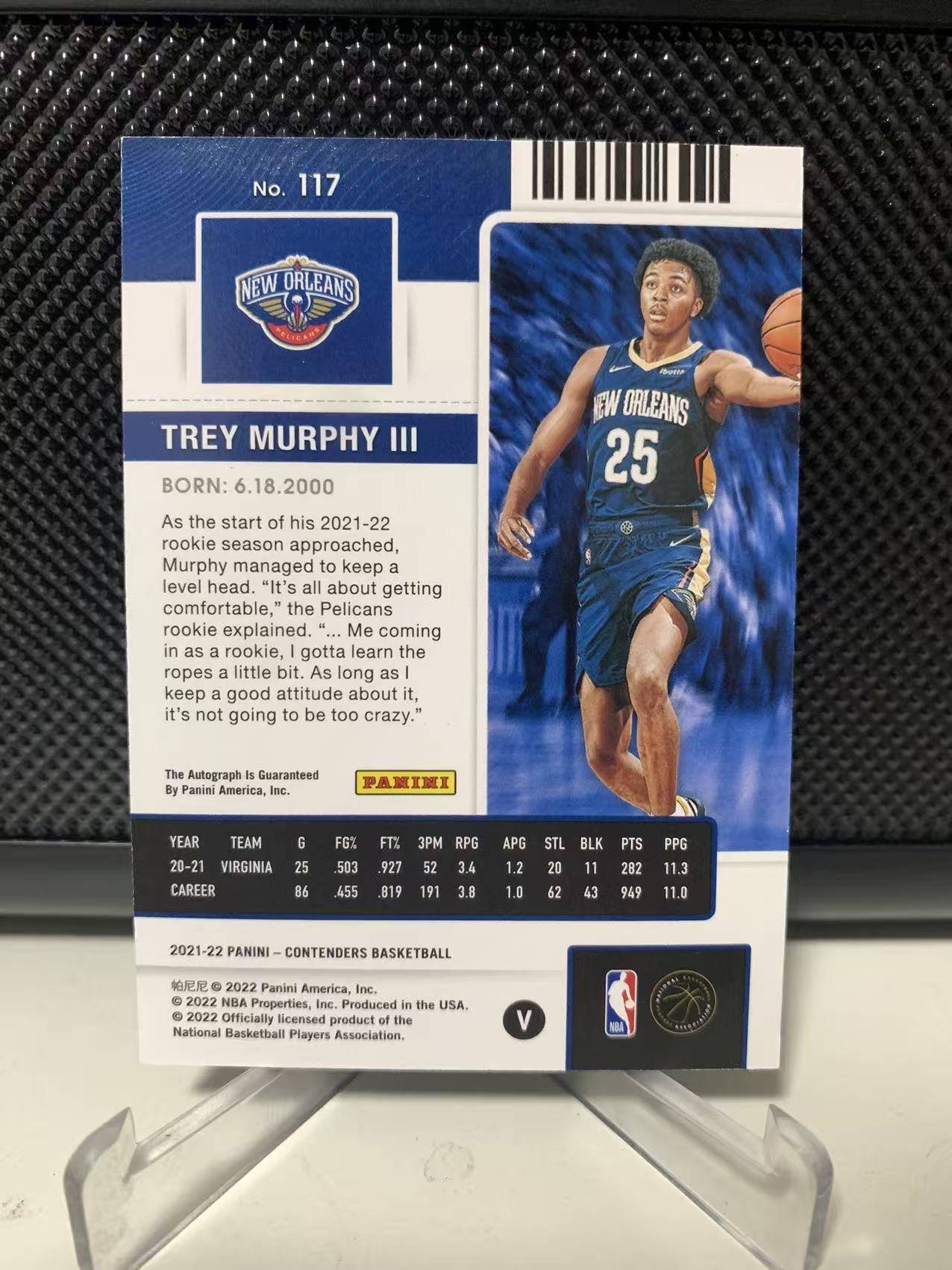 2021-22 Panini Contenders Trey Murphy III RC 球票 鹈鹕 特雷 墨菲 新秀 99编 签字 卡签 变化版 锡安队友 攻防一体 未来全明星 卡品如图