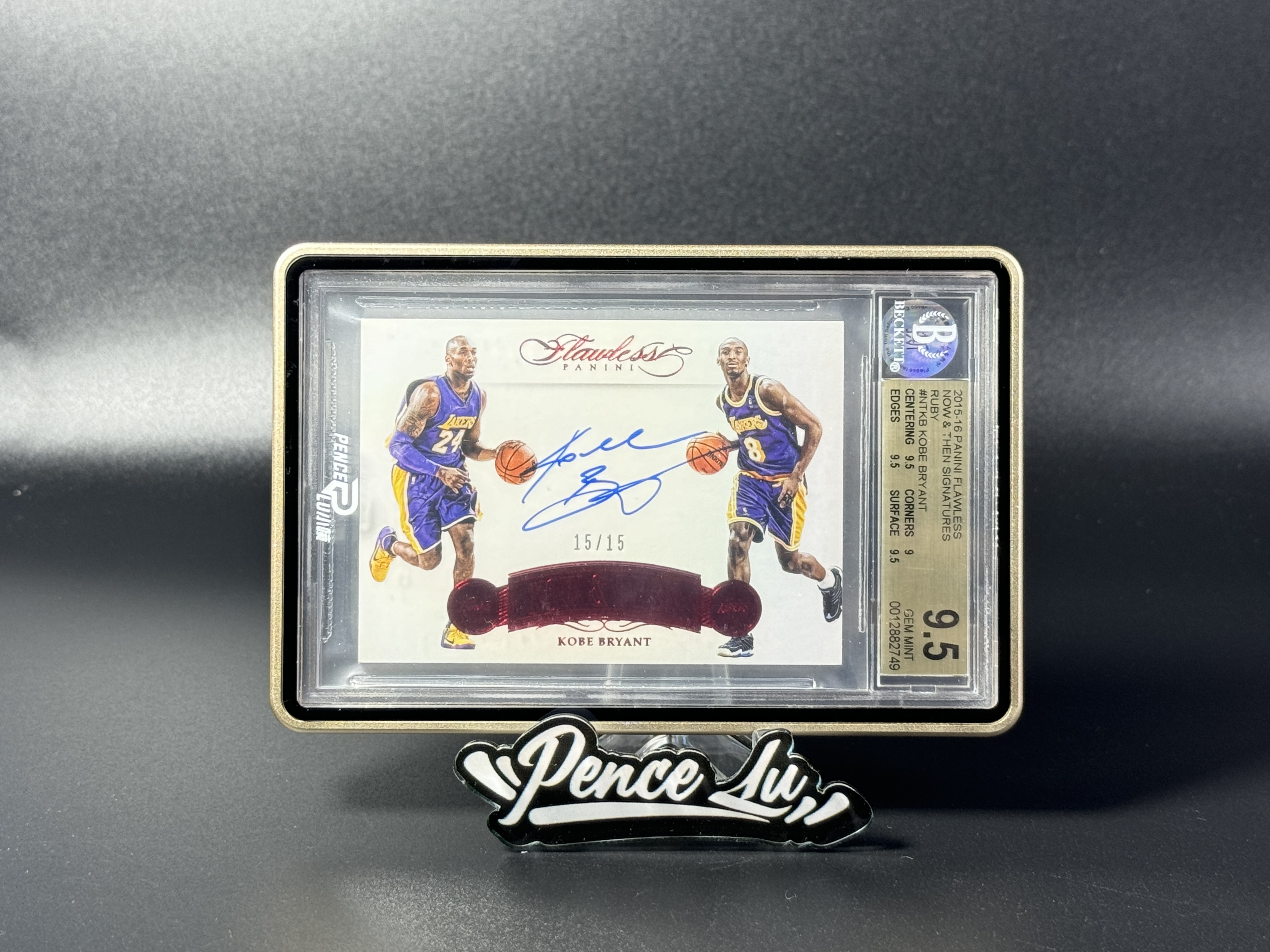 【喷子拍卖】2015-16 panini flawless Kobe Bryant 手提 洛杉矶湖人 科比 布莱恩特 签字 15编 中国红 尾编 卡签 大hit卡 前世今生 最热门版本 墨迹超蓝 BGS金标9.5/10 送专属壳 湘爱
