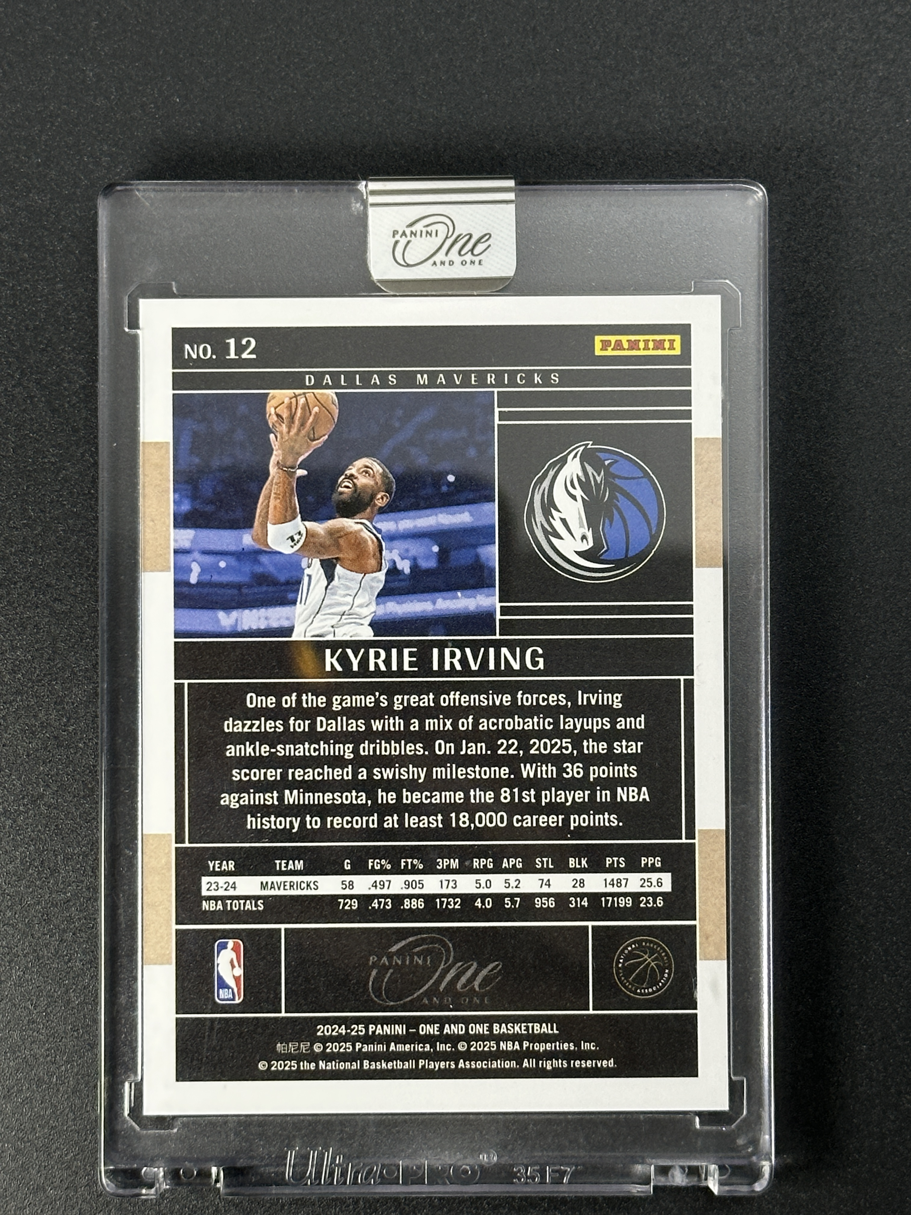2024-25 Panini One and One Kyrie Irving 凯里欧文 独行侠 25编 base 紫折 折射 原封砖