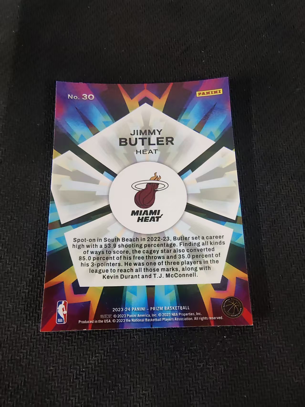 【可合并,不累计】2023-24 Panini Prizm Jimmy Butler 吉米 巴特勒 森林狼 热火 万花筒特卡 PZ 划痕 边角微瑕 介意勿拍 #30