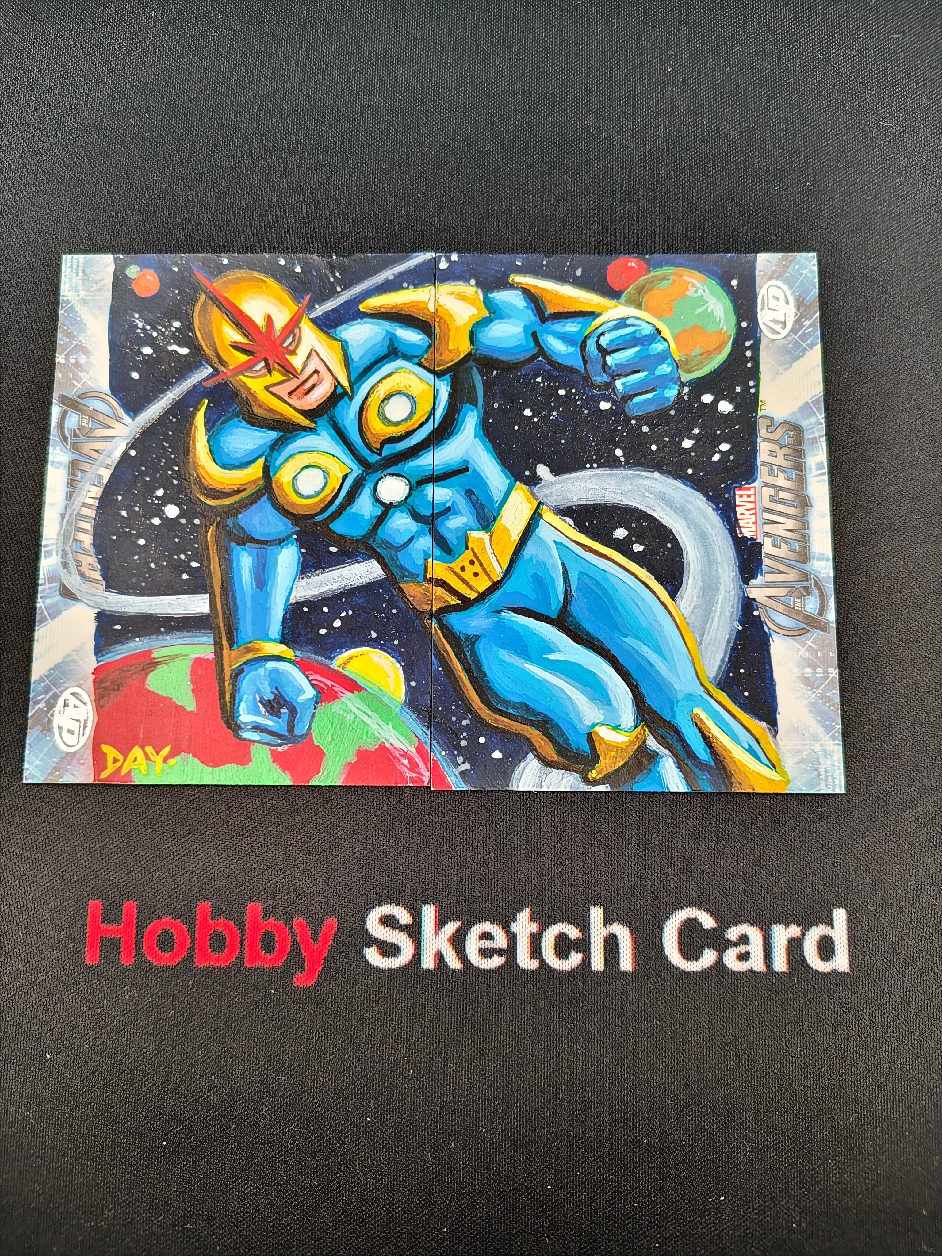 2012 Upper Deck Marvel (MCU) 新星 Nova 漫威 钢铁侠 手绘卡 画师 David Day见背面 签字 签名 1of1