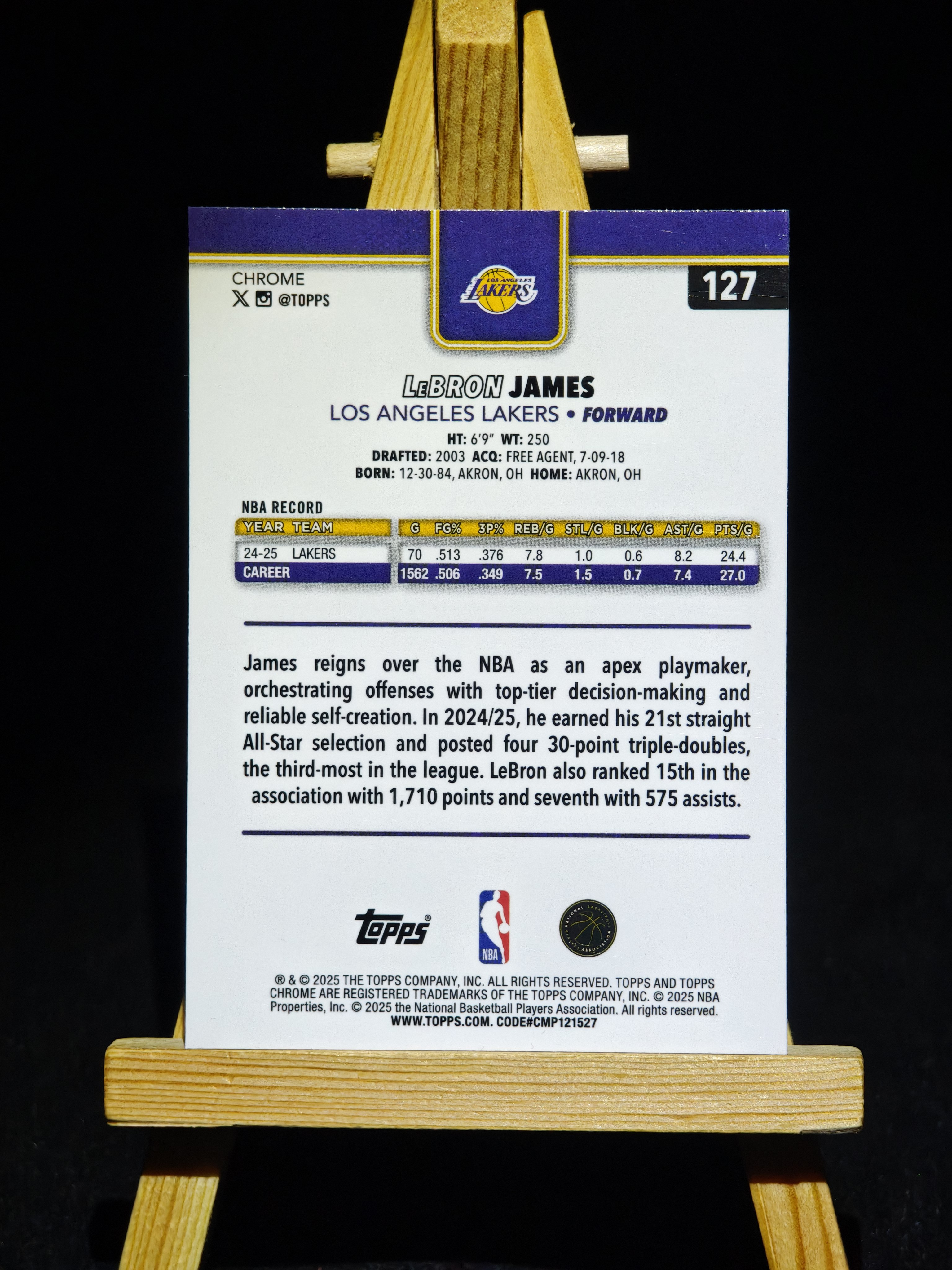 2025 Topps Chrome LeBron James 湖人 勒布朗 詹姆斯 正BASE 凑套专收必备 篮球卡收藏 #127