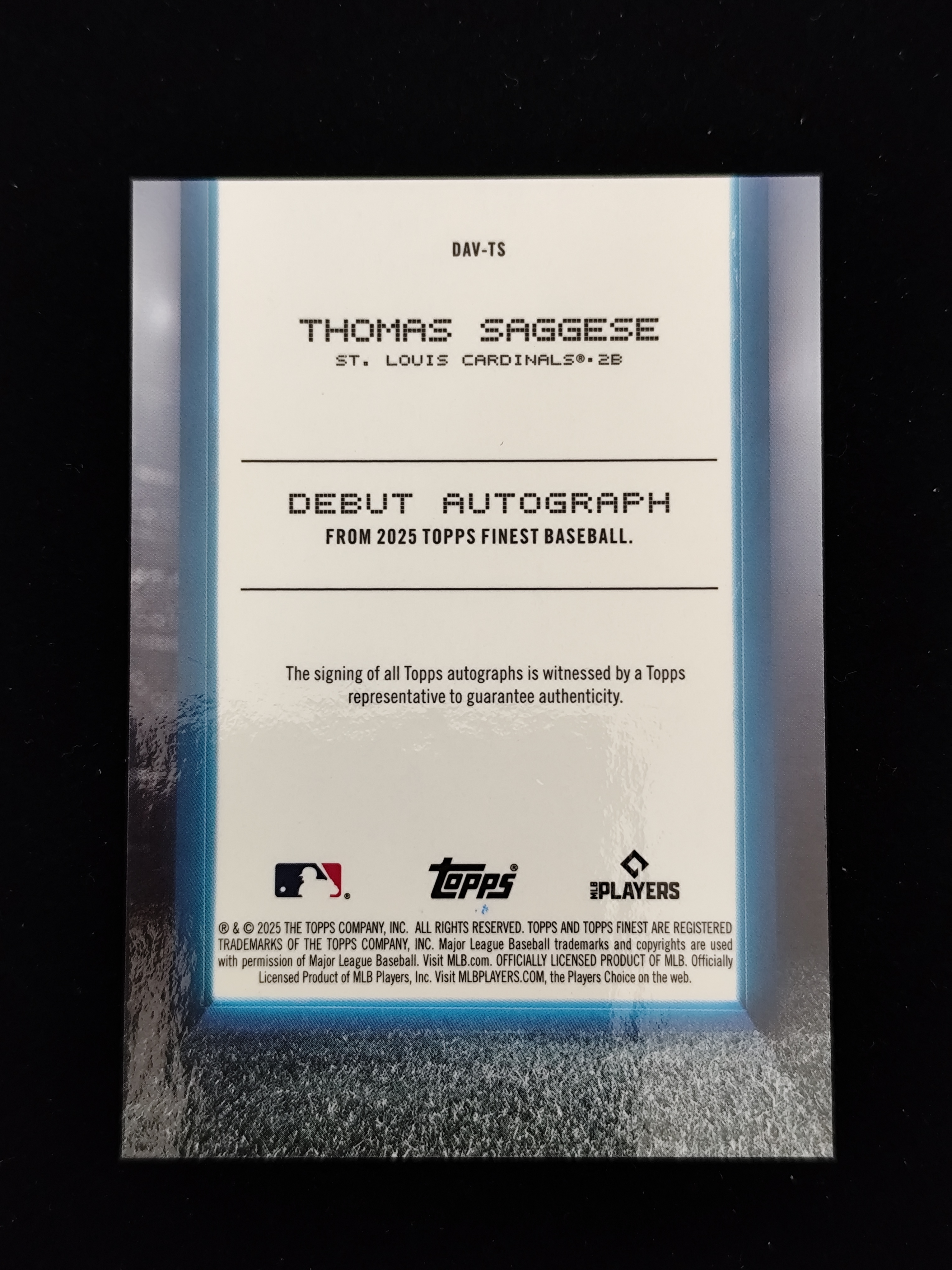 【口袋卡牌】2025 Topps finest Thomas Saggese 托马斯 萨格斯 MLB 新秀RC 签字 卡签 绿折 折射 65/75编 DEBUT 卡品如图 收藏必备 48 VVWW