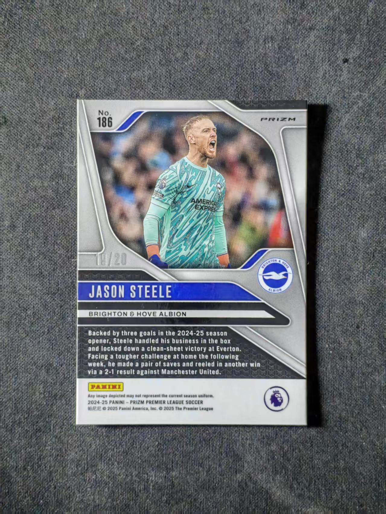 2024-25 Panini Prizm Jason Steele 【林林拍卖张彩虹】pz系列 英超 布莱顿 贾森斯蒂尔 19/20编 低编 桃花折 樱花折 base