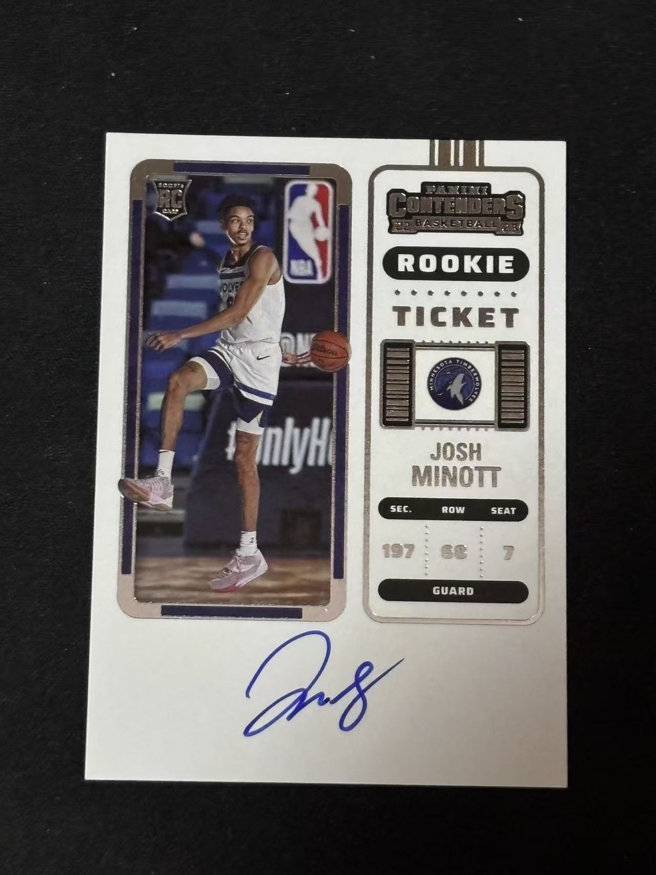 2022-23 Panini Contenders Josh Minott RC 【磊子球星卡】约什 迈诺特 森林狼 新秀 球票 签字 卡签 轻印见图