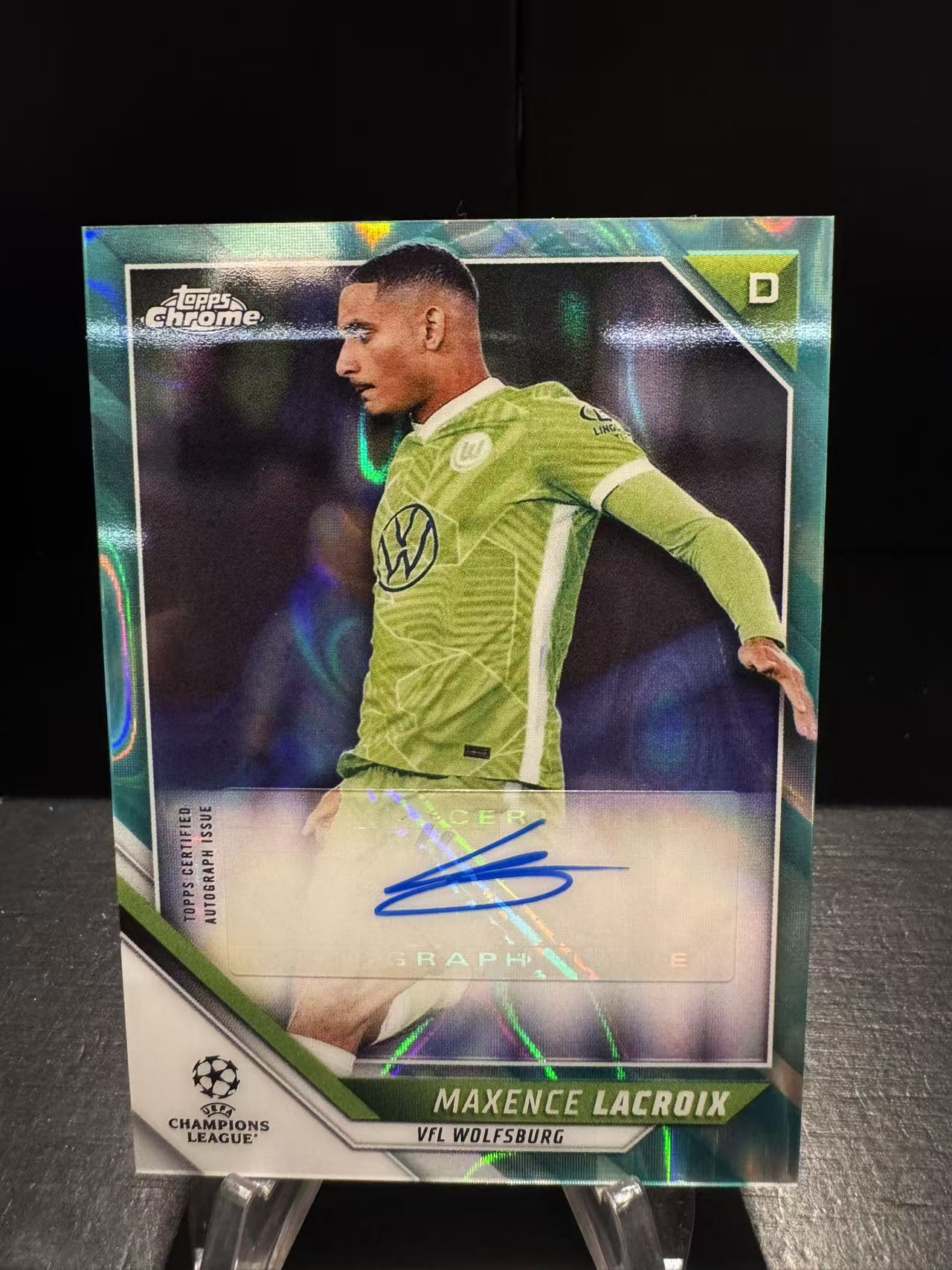 龖2022 Topps Chrome Maxence Lacroix 欧战 TC 马克桑斯 拉克鲁瓦 签字 青熔岩折 折射 沃尔夫斯堡 卡品如图 MJ002L