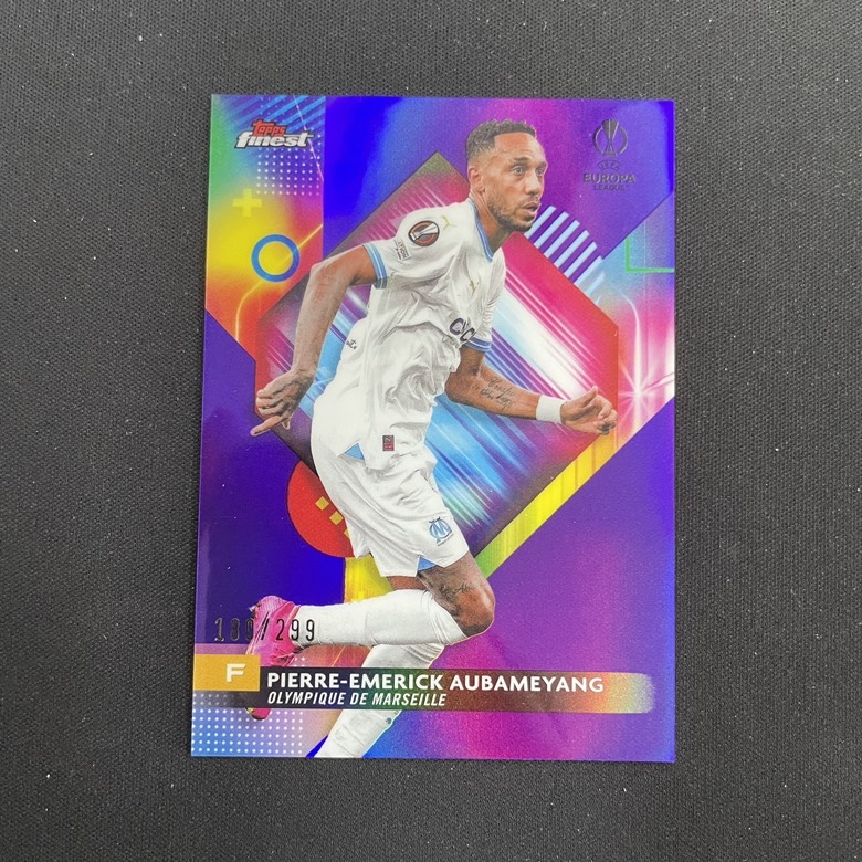 2023-24 Topps Finest Pierre-Emerick Aubameyang SC球星卡 奥巴梅扬 299编 紫折 马赛 ...