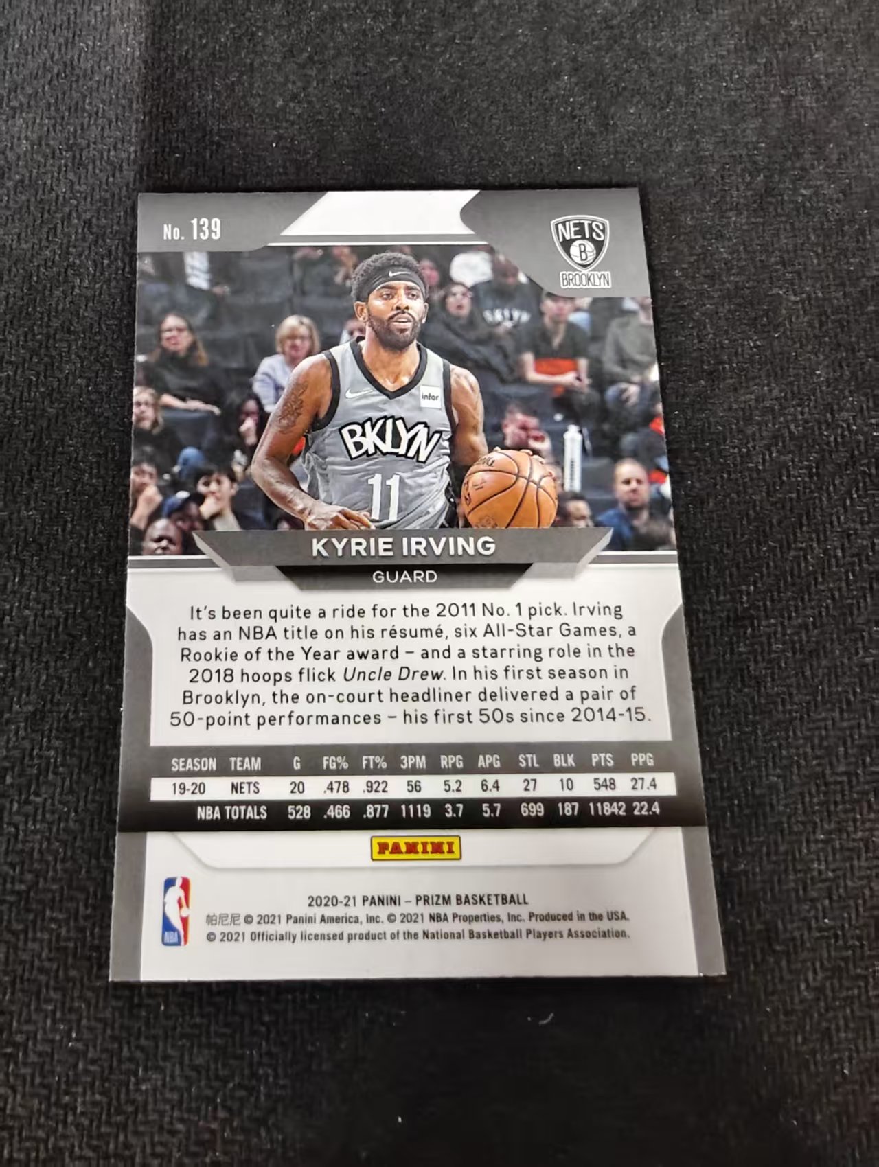 【可合并,不累计】2020-21 Panini Prizm Kyrie Irving 篮网 凯里 欧文 欧神仙 pz 划痕 边角瑕疵 #139