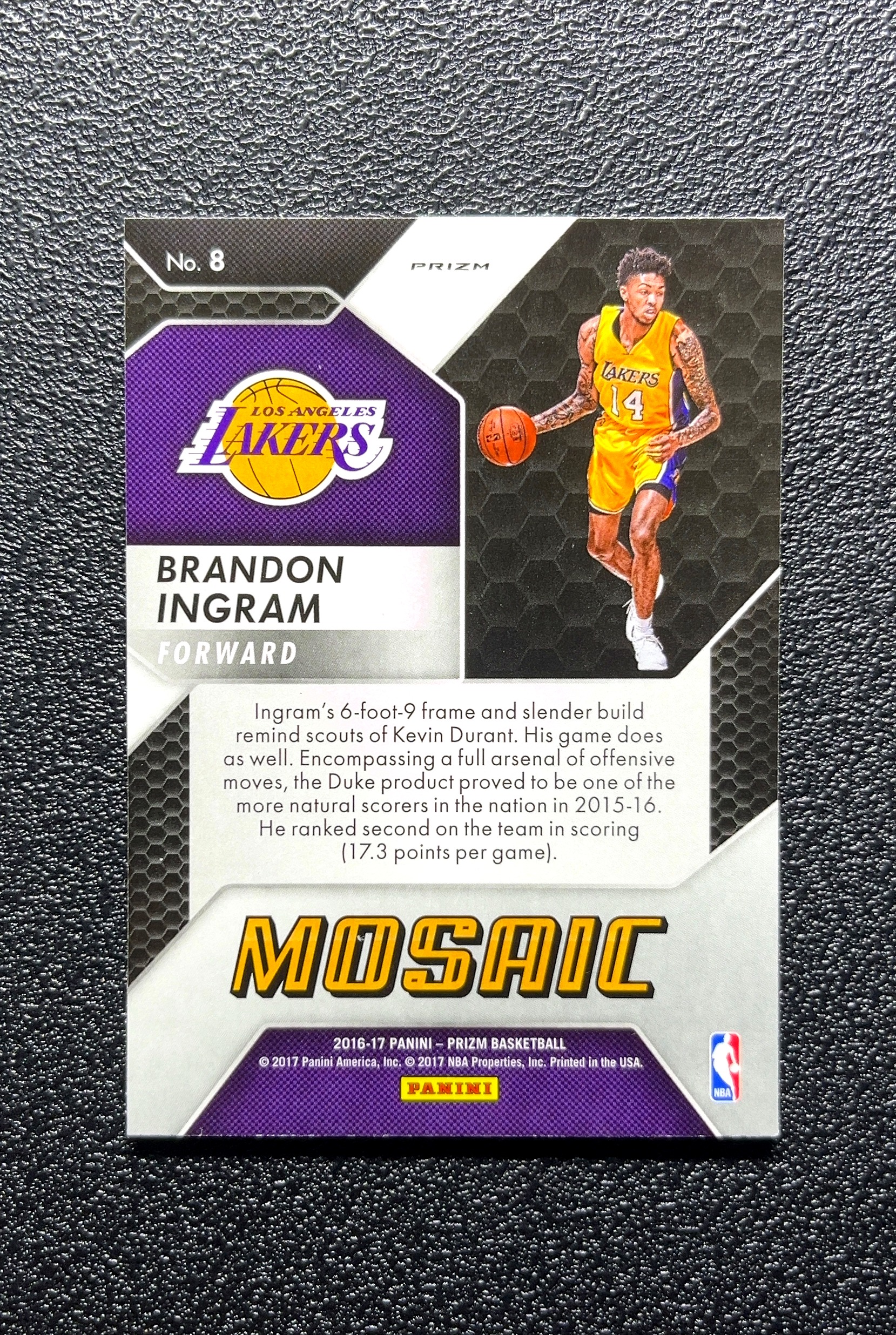 【小白1%代卖】2016 Panini Prizm Mosaic 马赛克 Brandon Ingram 布兰登·英格拉姆 银格子折 折射 新秀 RC 卡品如图 高价值 #8 Los 0802