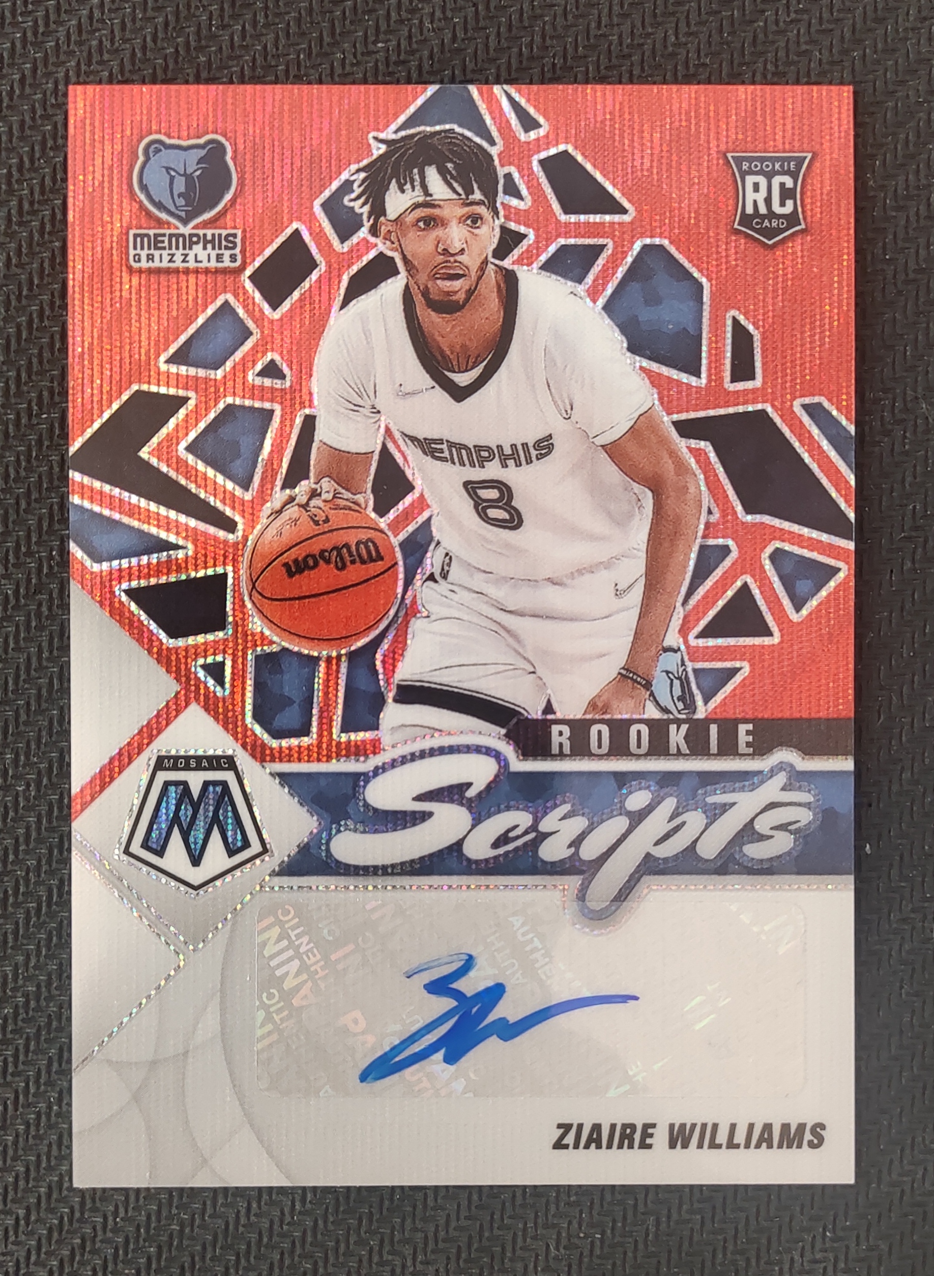 2021-22 Panini Mosaic Ziaire Williams RC 宰伊尔 扎伊尔 威廉姆斯 扎威 灰熊 新秀 马赛克 红波纹 折射 签字 贴签 瑕疵如图