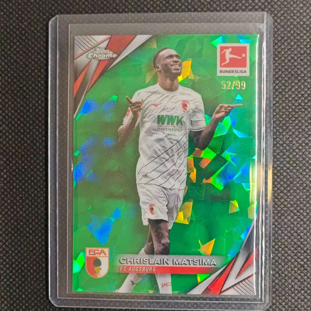 2025 Topps Chrome Chrislain Matsima 团长#德甲 蓝宝石 奥格斯堡 马齐马 马西马 99编 绿碎冰折 折射 不保卡品细节看图