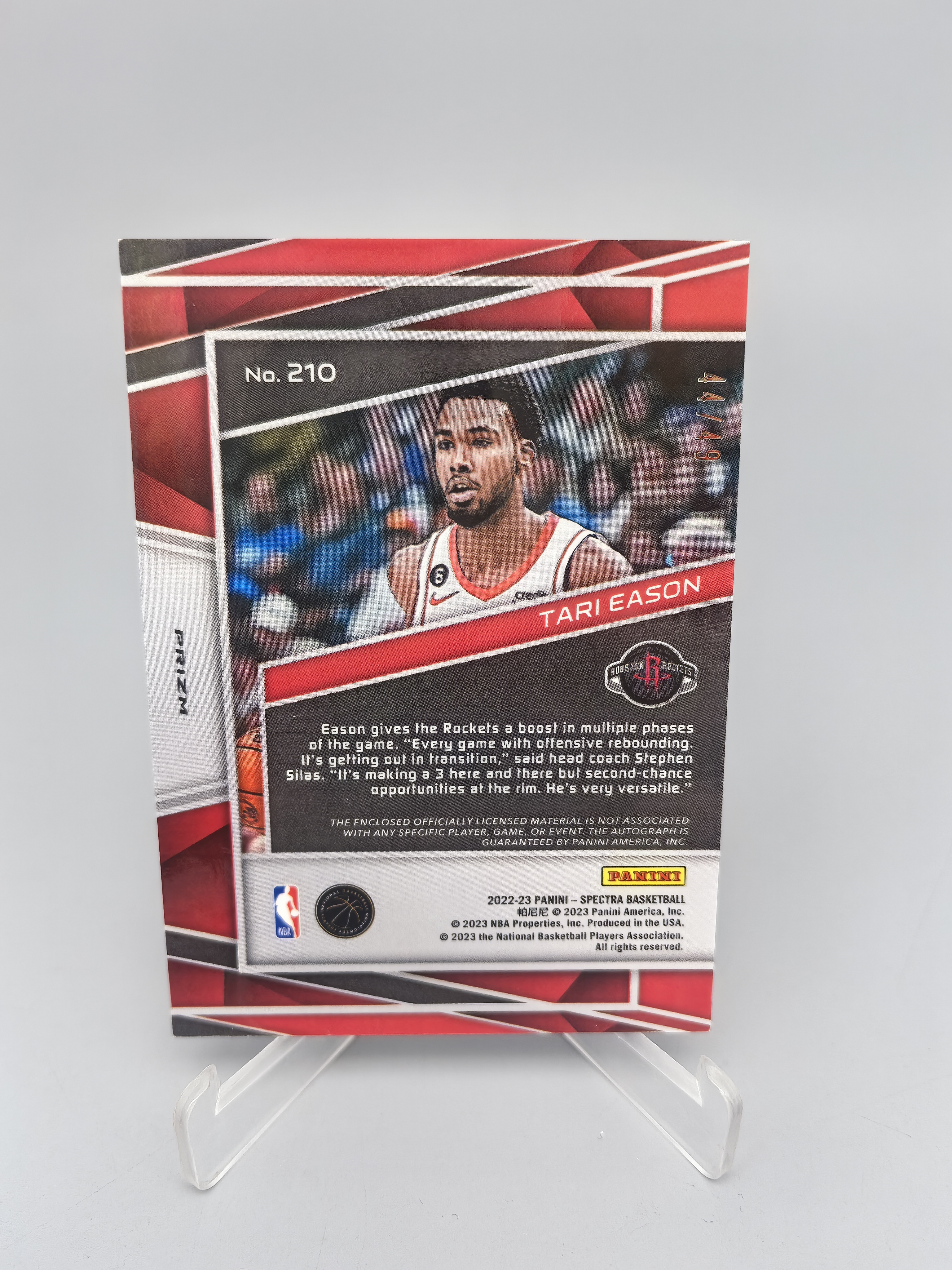 【坚果卡牌代拍】2022-23 SPECTRA 光谱系列 TARI EASON 塔里 伊森 49编 新秀RC 切到字母patch 脉冲折 卡签 签字 新秀签 RPA 火箭队 阿顺1025