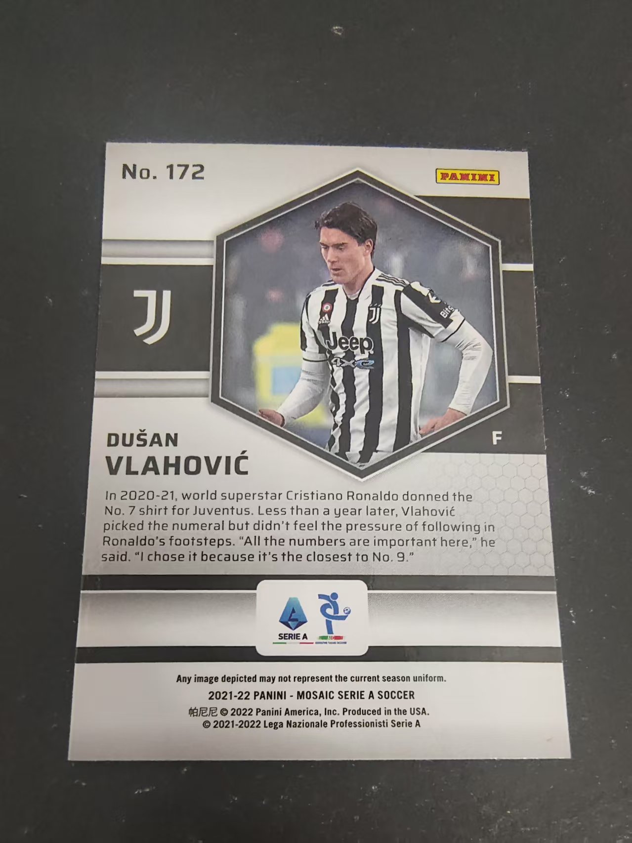 【可合并,不累计】2021-22 Panini Mosaic dusan vlahovic 弗拉霍维奇 意甲 马赛克 佛罗伦萨 尤文图斯 划痕 边角瑕疵 #172