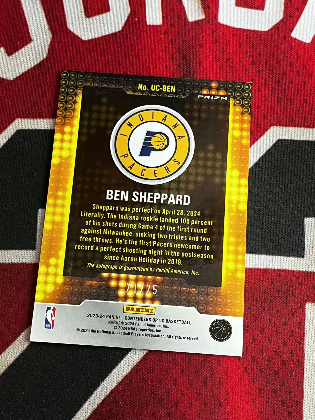 【0手续费接寄拍】2023-24 PANINI CONTEDNERS 球票系列 步行者 新秀RC 本谢泼德 75编 签字卡 新秀签 蓝折 折射 凑套专收必备【烂臭嘴拍卖】