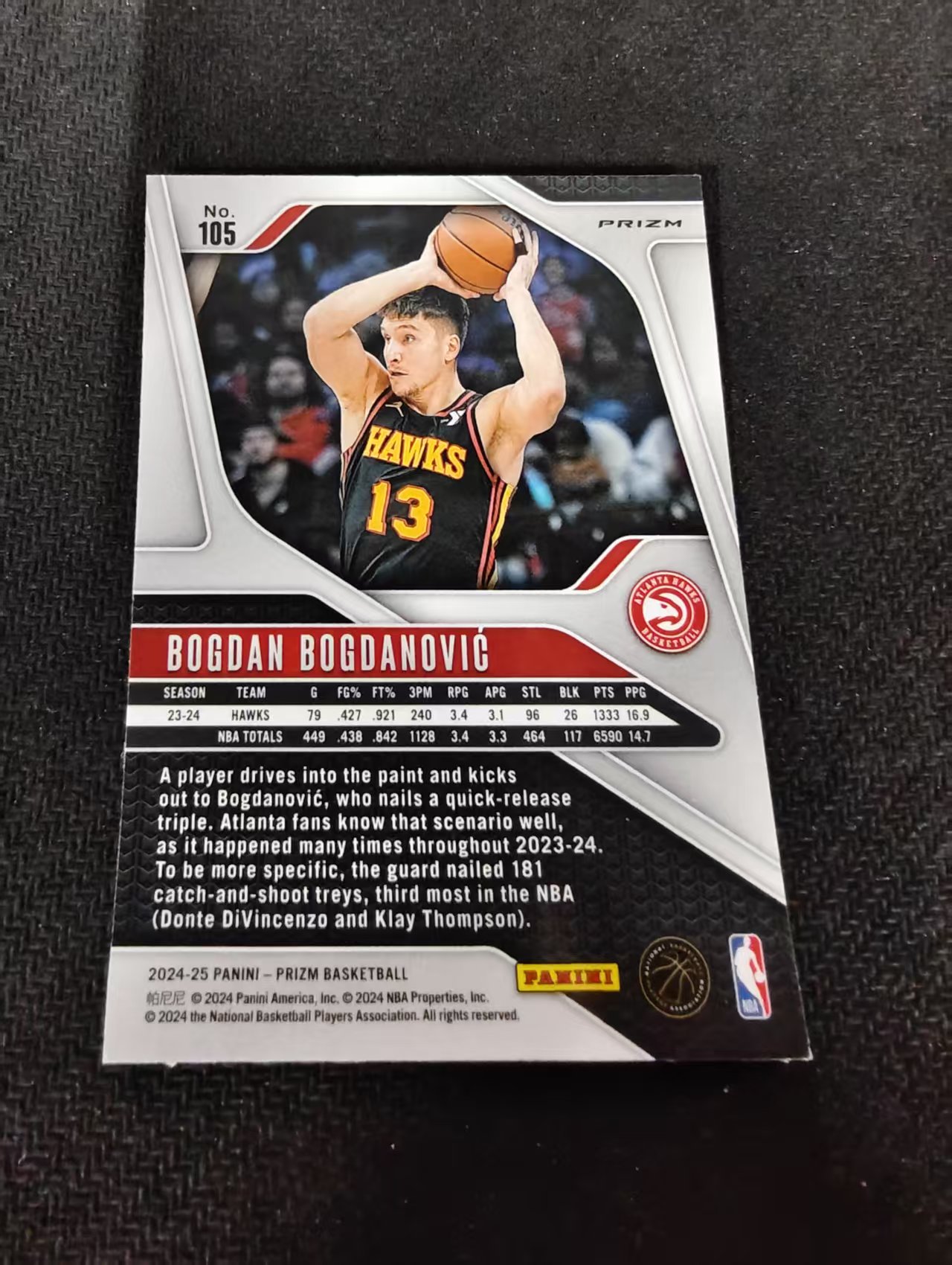 2024-25 Panini Prizm Bogdan Bogdanovic 博格丹 博格达诺维奇 老鹰 绿碎冰 PZ 划痕 边角瑕疵 #105