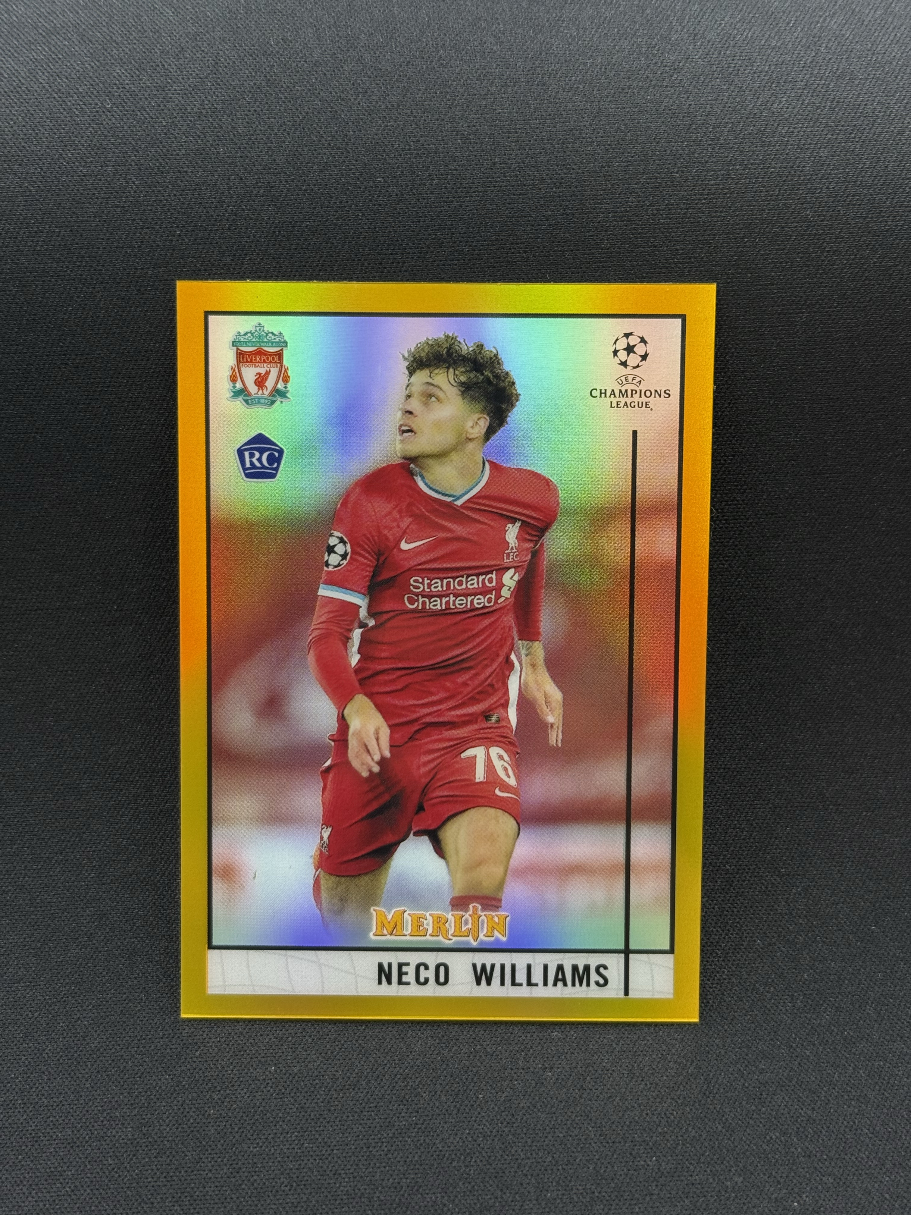 2020-21 Topps Merlin Neco Williams RC 【小贝代拍】欧冠 元年 梅林 利物浦 新秀 内科 威廉姆斯 金折 50编 瑕疵如图 拍前看描述 H CT