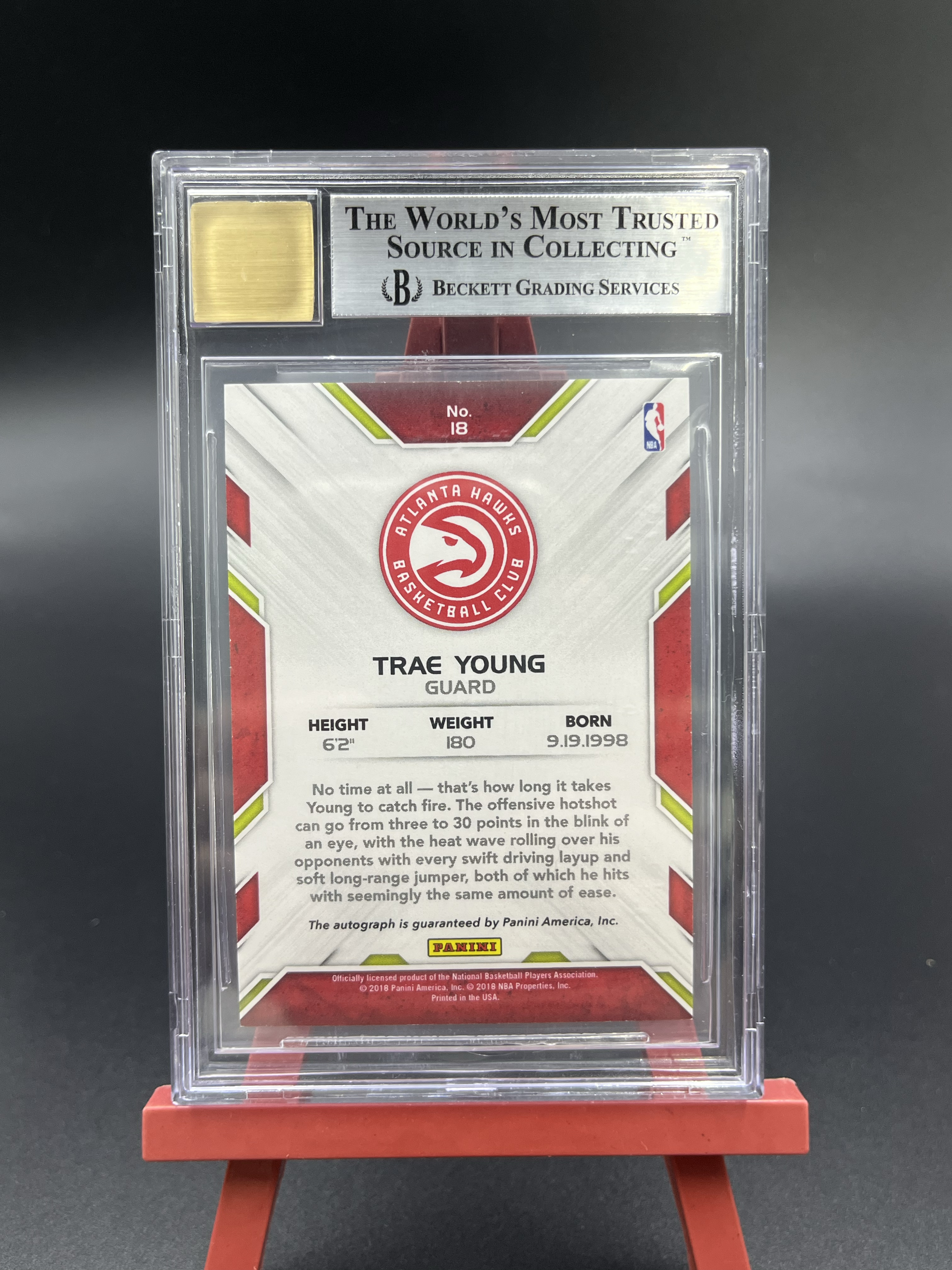 2018-19 Panini Donruss 杜蕾斯 Trae Young 特雷 杨 特雷杨 新秀 rc 明日签 签字 卡签 老鹰 吹杨 Next Day BGS9/10分评级卡 G731