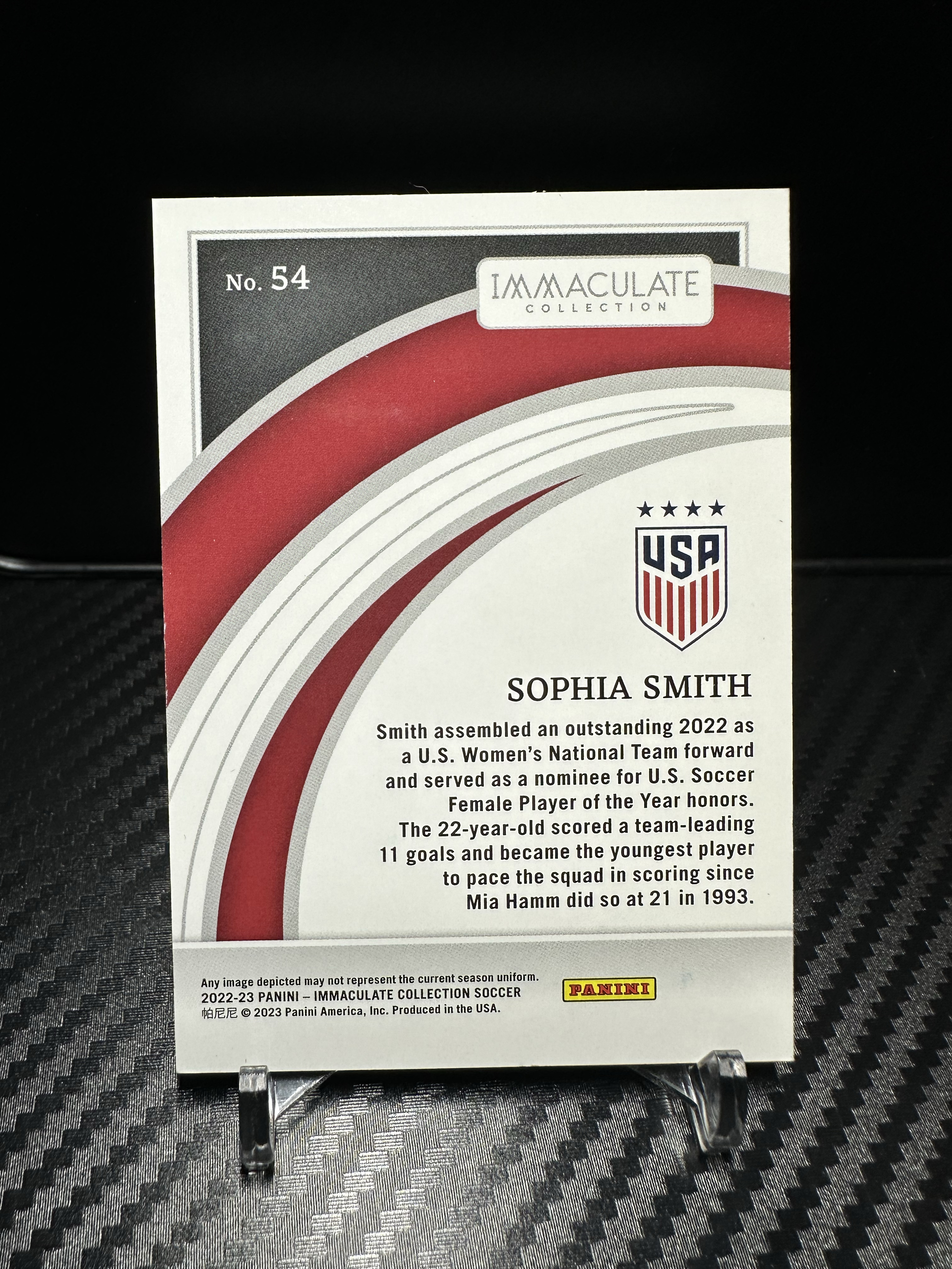 2023 Panini Immaculate Sophia Smith 索菲亚史密斯15/25编 蓝宝石平行 美国国家队选图 爱咪咪高端系列卡品如图 USA 女足 美女收藏凑套