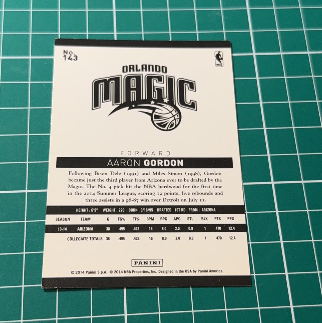 2014-15 Panini Americana Aaron Gordon RC S.p.a.阿隆戈登 新秀年 十年老卡 绝版卡 稀有RC base