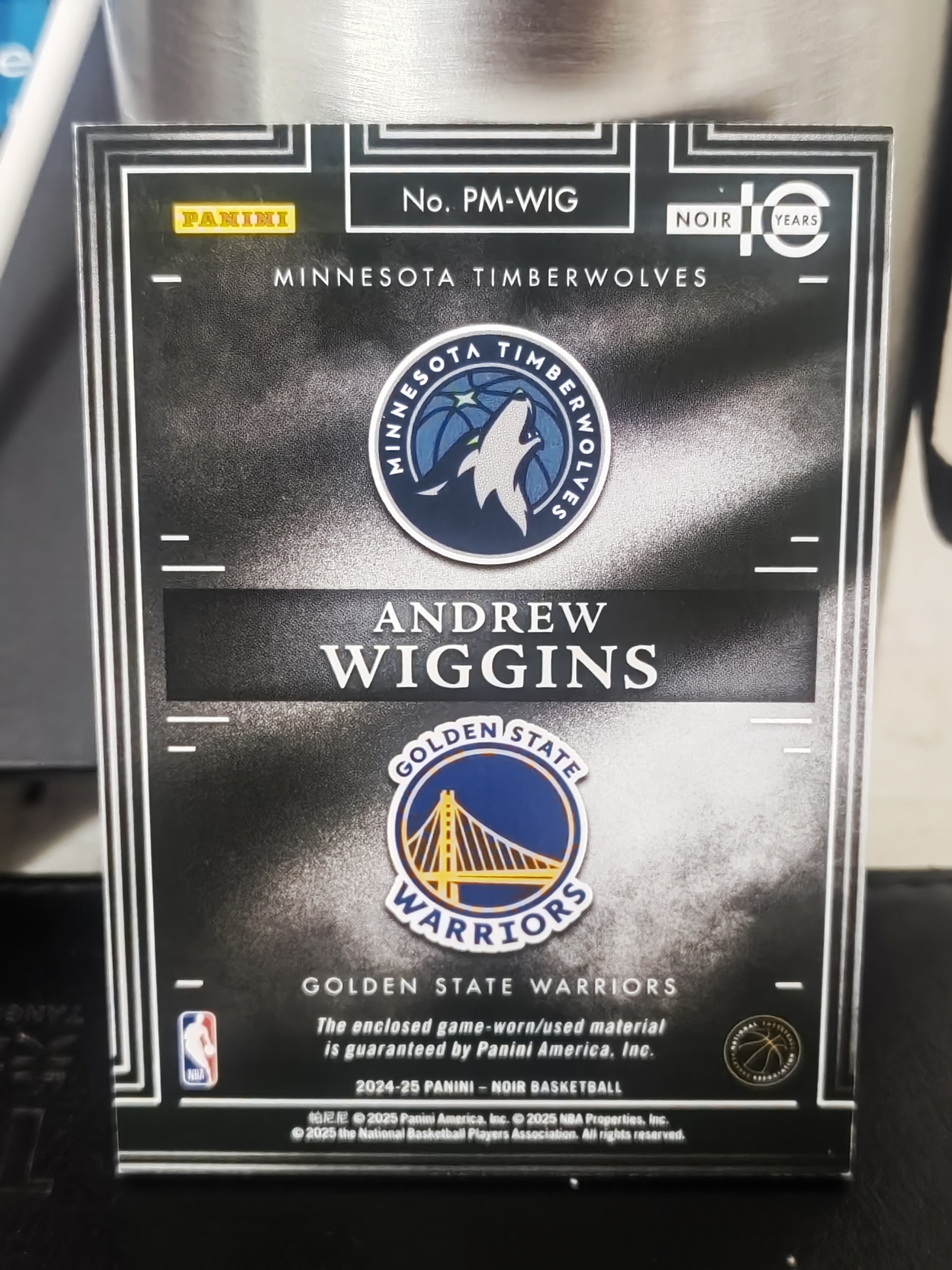 2024-25 Panini Noir Andrew Wiggins NOIR 诺尔 安德鲁 威金斯 维金斯 森林狼 绿平行 单色 小窗 物料 49编 小鱼 白边白角 不保卡品 卡品如图