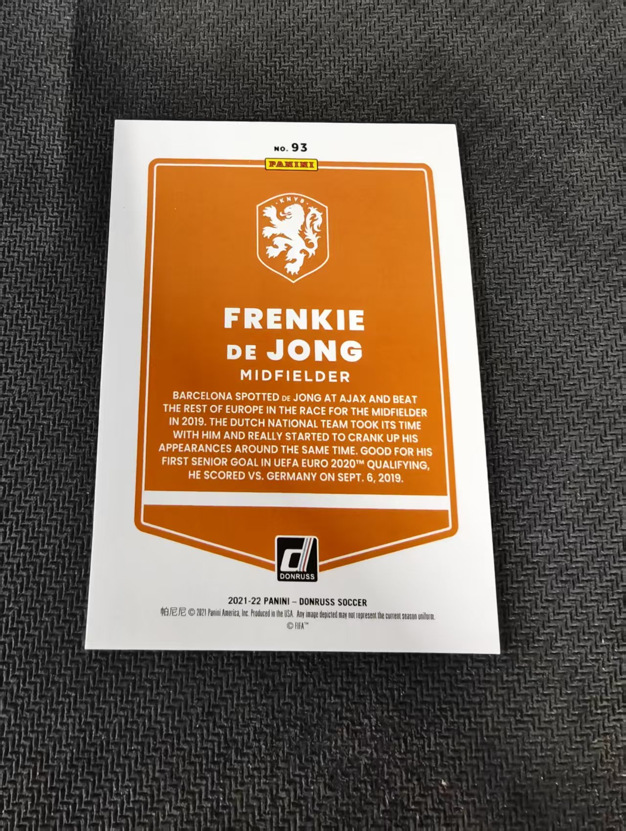 【可合并,不累计】2021-22 Panini Donruss Frenkie de Jong 世界杯 杜蕾斯 荷兰 巴塞罗那 弗朗基 德容 199编 划痕 边角瑕疵