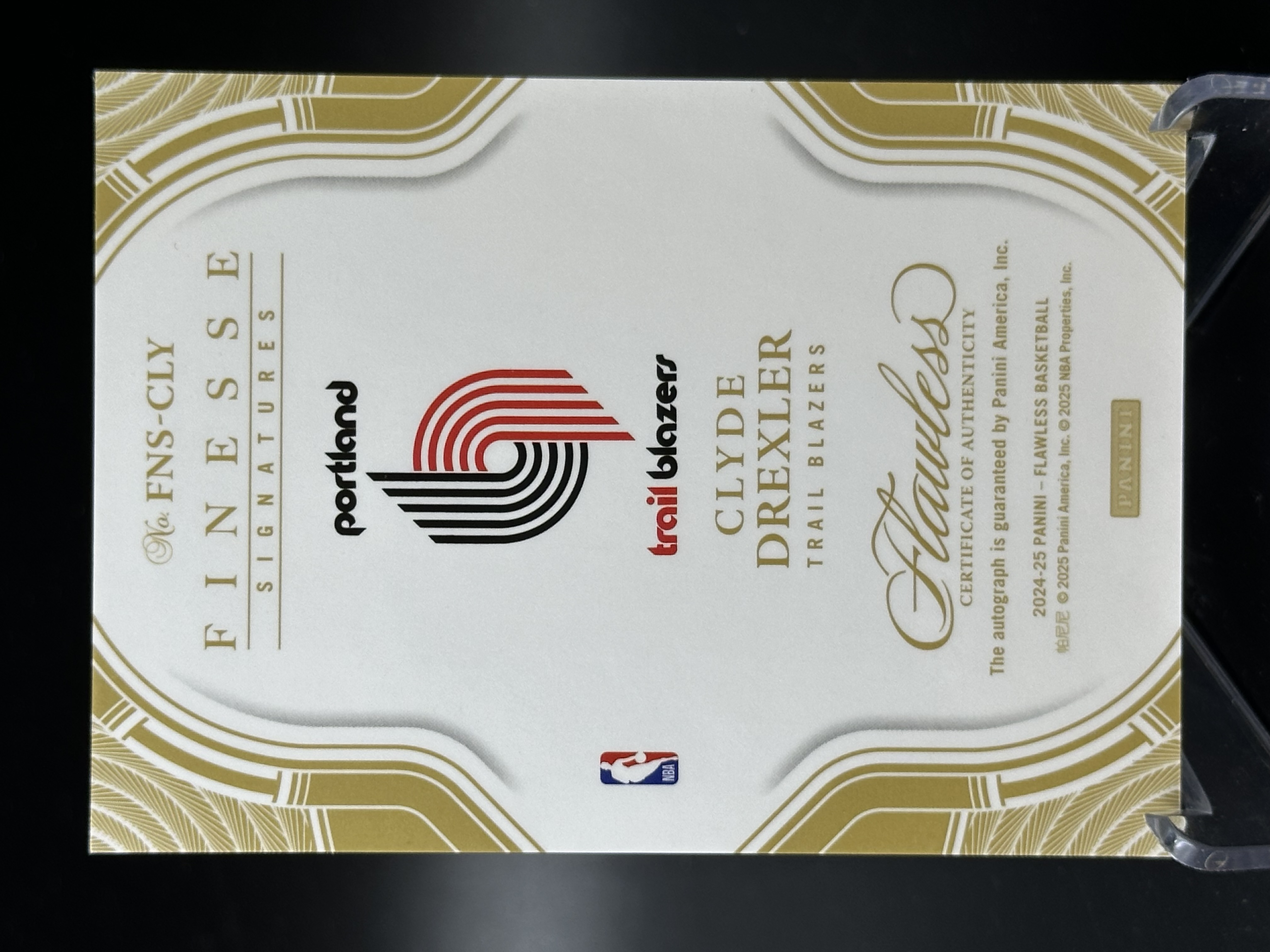 2024-25 Panini Flawless Clyde Drexler 【小黄拍卖】手提 德雷克斯勒 开拓者 签字 卡签 02/10编 金平行「汉堡王」
