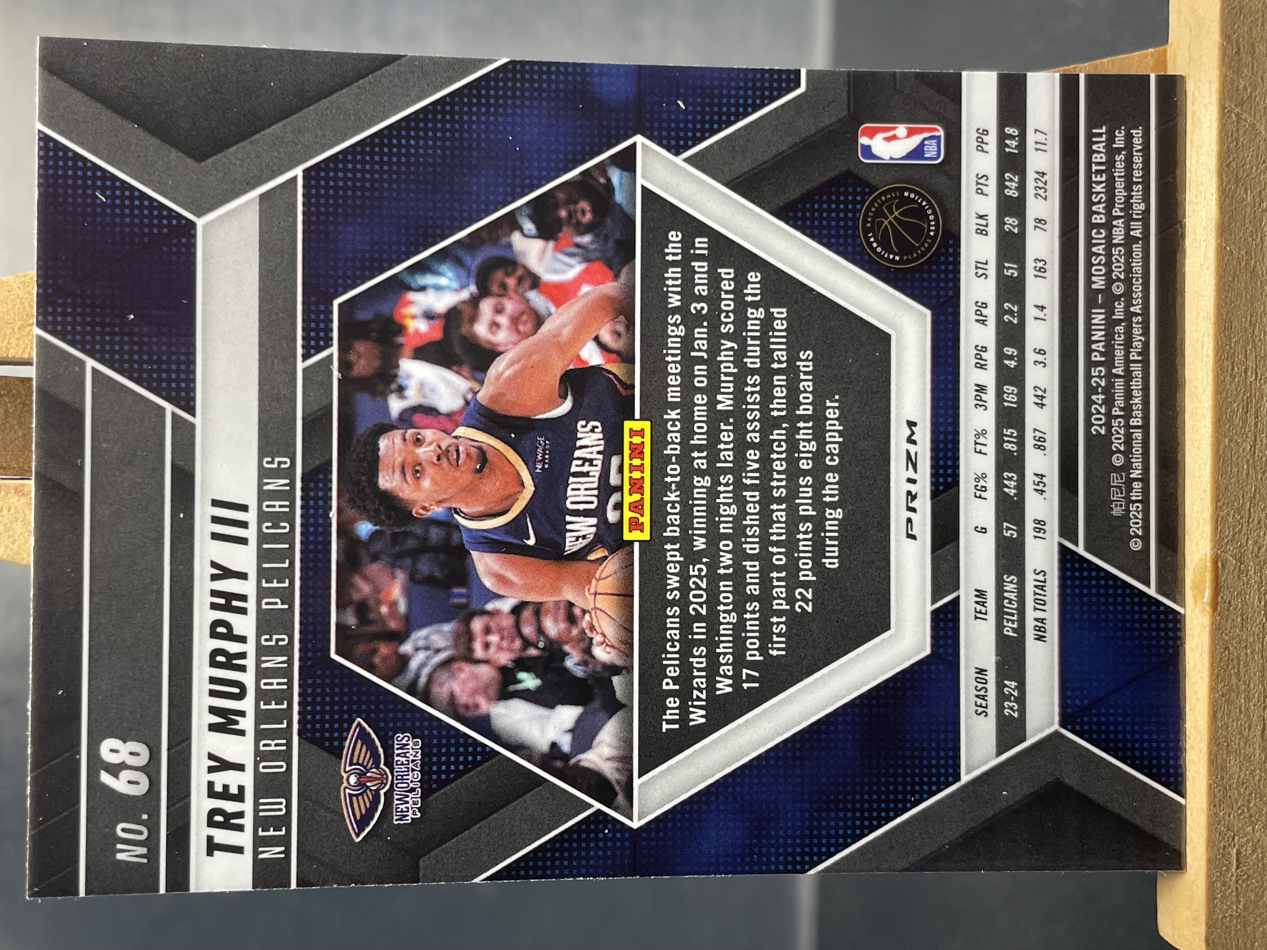 (B7) 2024-25 PANINI 马赛克系列 折射 特雷 墨菲三世 鹈鹕 实卡好看 收藏凑套必备 卡品如图 !!!