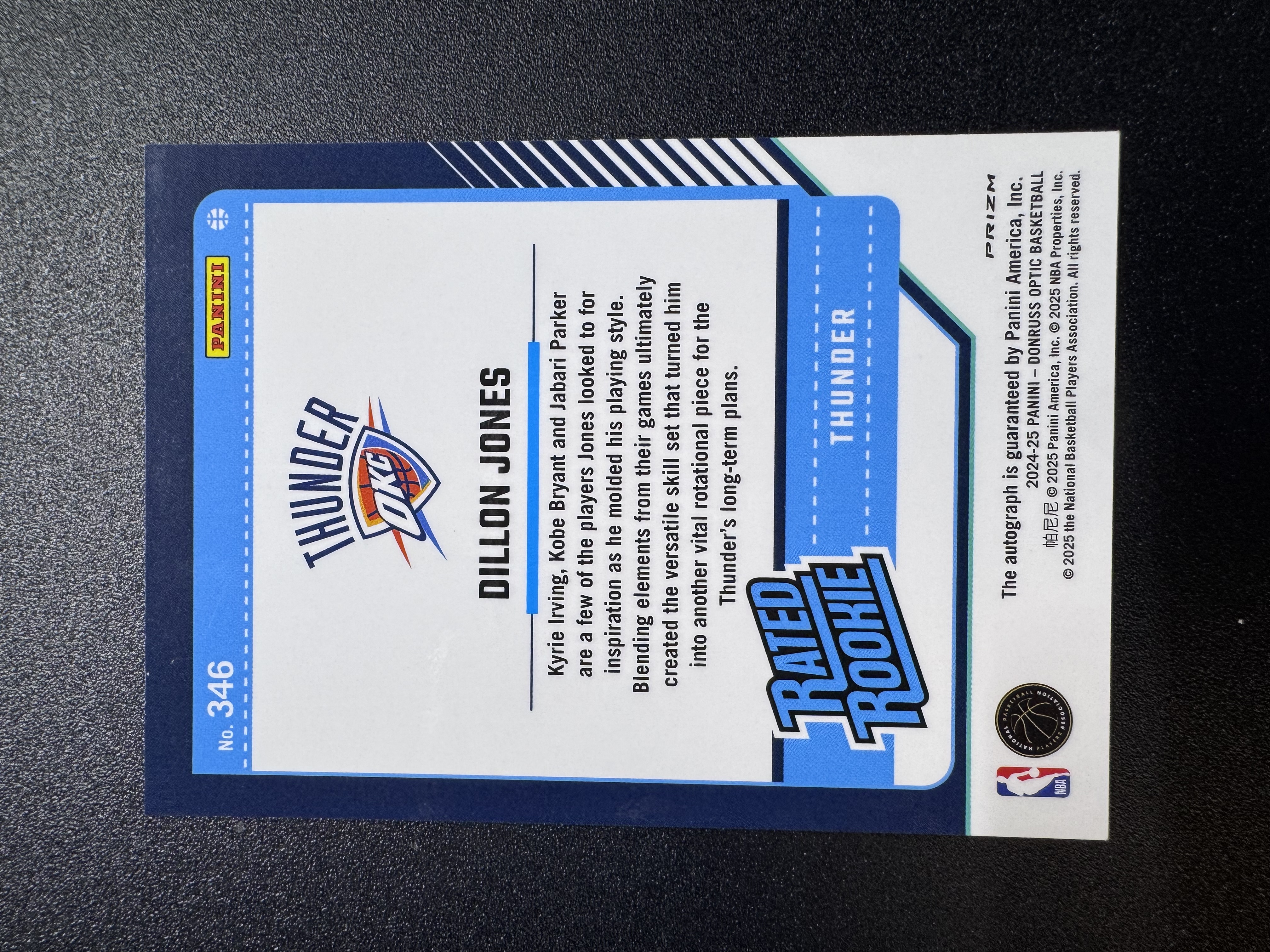 2024-25 Panini Donruss Dillon Jones 杜蕾斯 狄龙 琼斯 签字 圈圈折 雷霆