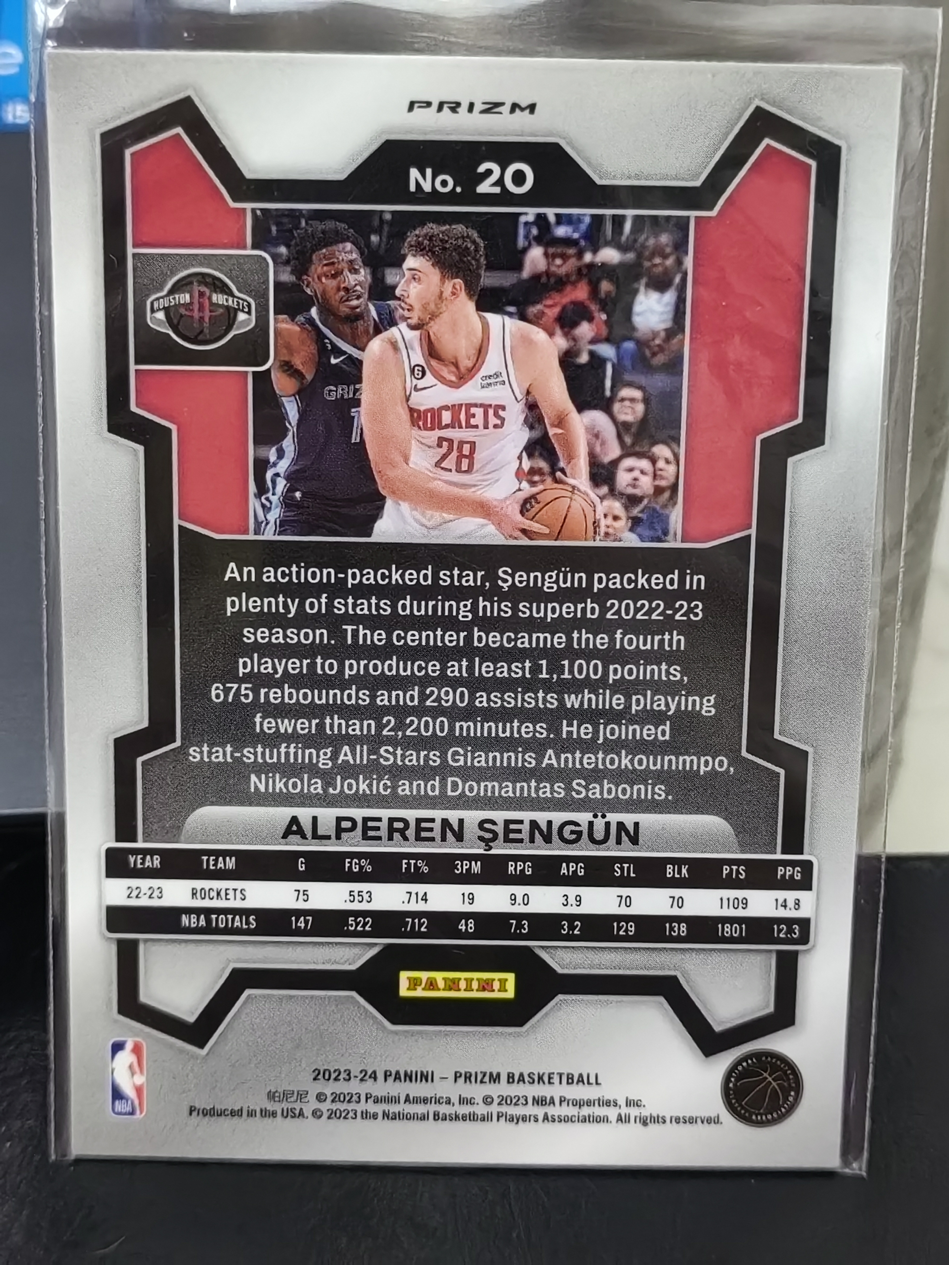 2023-24 Panini PRIZM Alperen Şengün PZ 银折 阿尔佩伦申京 火箭 篮 白边白角 不保卡品 卡品如图