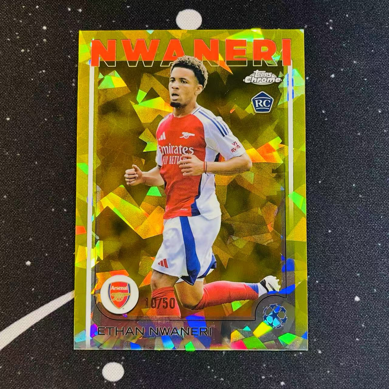 2024-25 Topps Chrome 欧战TC蓝宝石 ETHAN NWANERI RC 阿森纳 新秀 恩瓦内里 10/50编 金碎冰折 洛北拍卖 Chen5771w