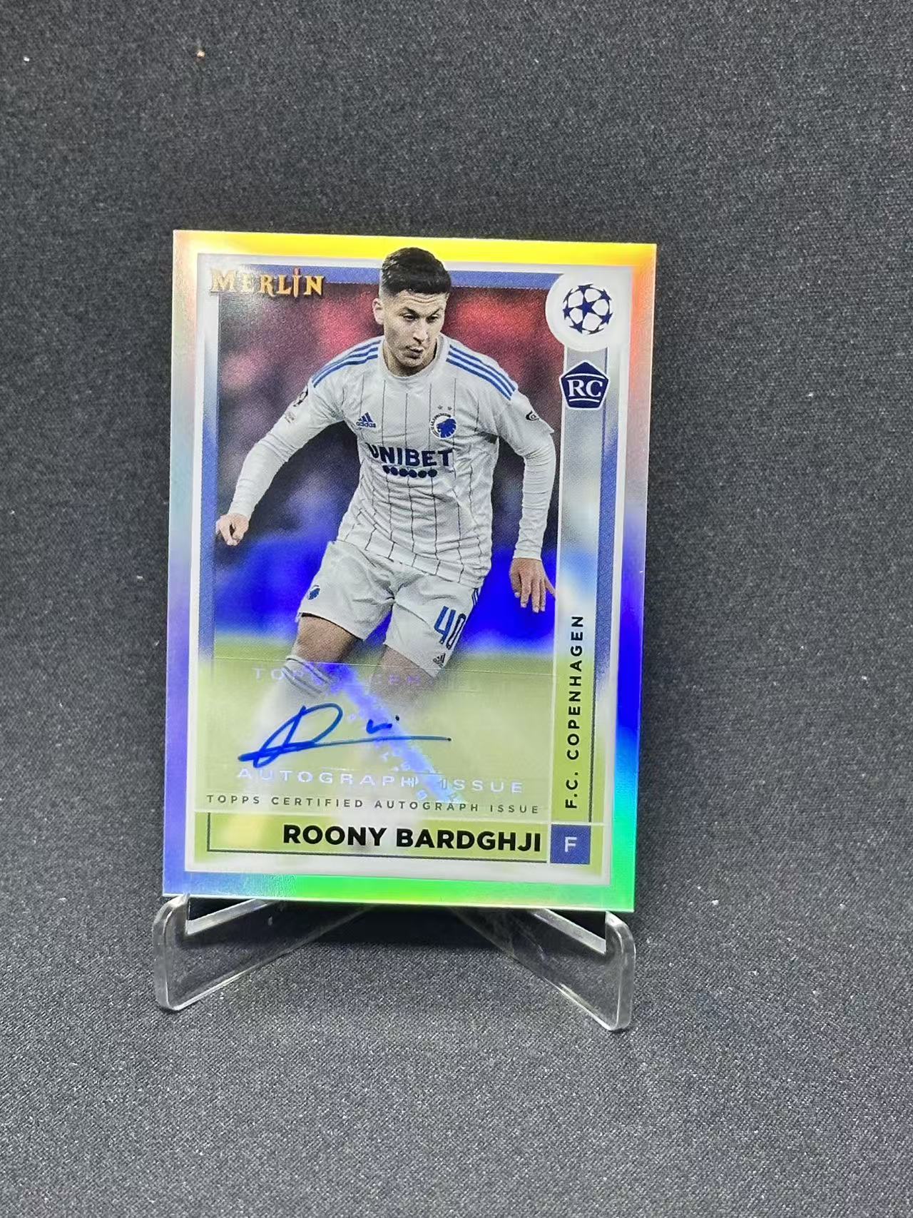 2023 Topps UEFA Champions League Roony Bardghji RC 【哆哆卡社】鲁尼·巴德吉 签字 merlin系列 新秀 银折 卡品如图