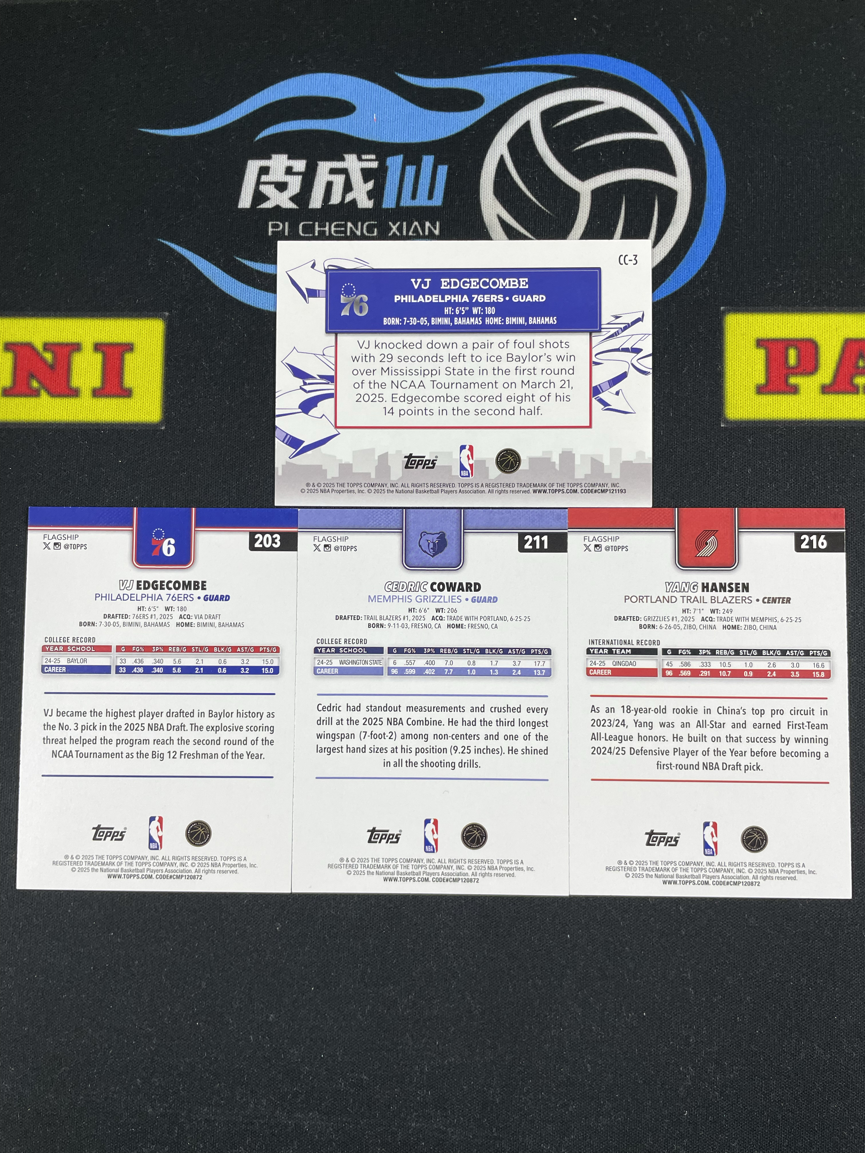 【皮成仙拍卖 统一手续费6%】 2025 TOPPS VJ埃奇库姆 塞德里克考沃德 杨瀚森 新秀 RC 一图打包 凑套必备 值得收藏【只发顺丰】白白123