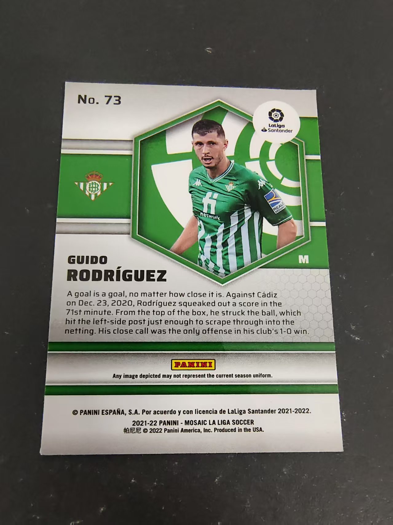 【可合并,不累计】2021-22 Panini Mosaic Guido Rodriguez 罗德里格斯 皇家贝蒂斯 西甲 马赛克 划痕 边角瑕疵 #73