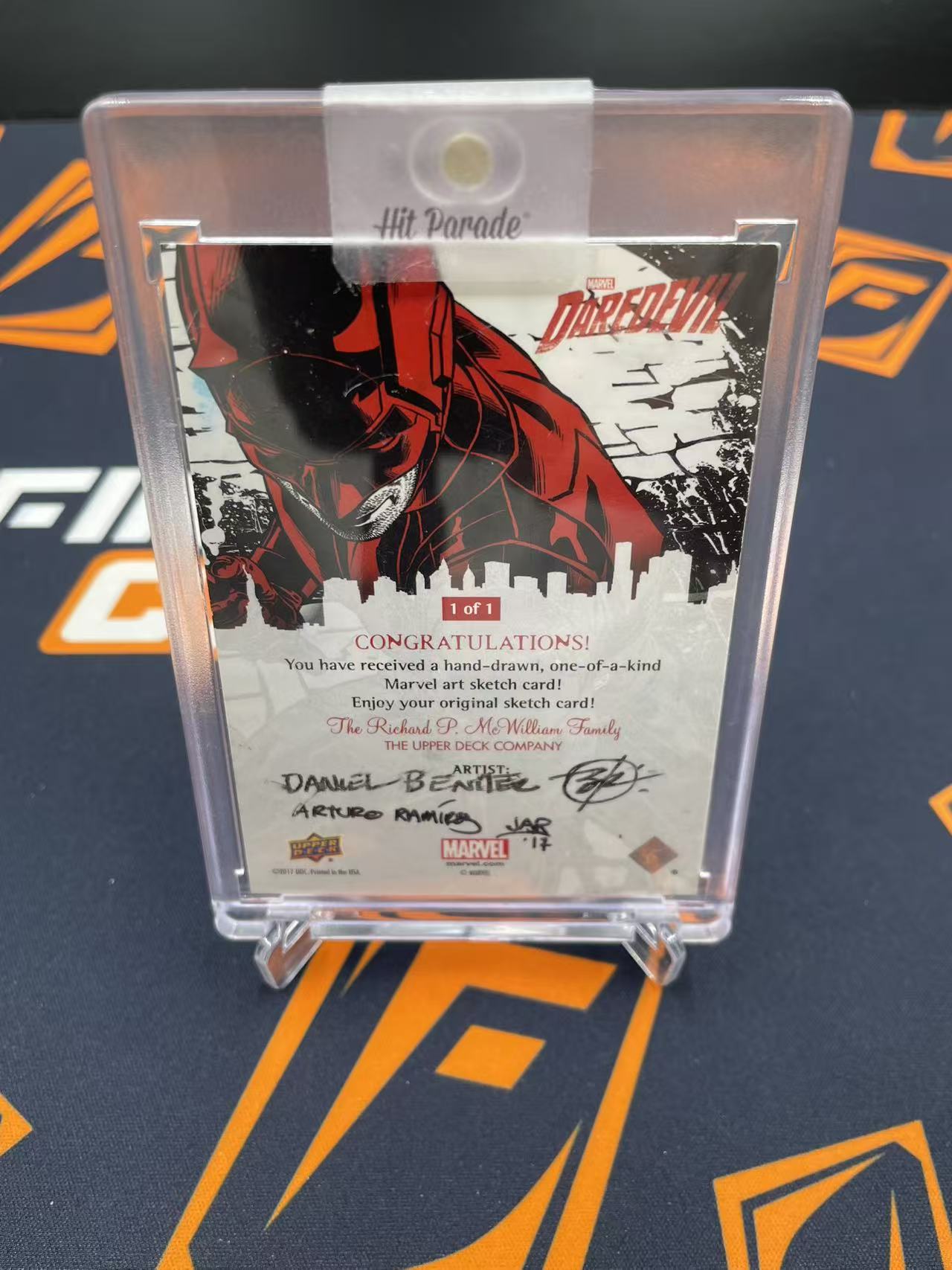 2017 Marvel (MCU) Upper Deck 漫威 夜魔侠 Daredevil 手绘卡 Sketch 【缇缇代拍】 1/1编 铁拳 Iron Fist 画师 亲笔签名 值得收藏 天空城