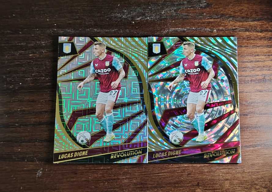 2023 Panini Revolution Lucas Digne 【开心鱼】 英超革命 迪涅 法国国脚 阿斯顿维拉 埃弗顿 巴萨 罗马 迷宫折 涡轮折 2张lot 专收凑套必备  hmym