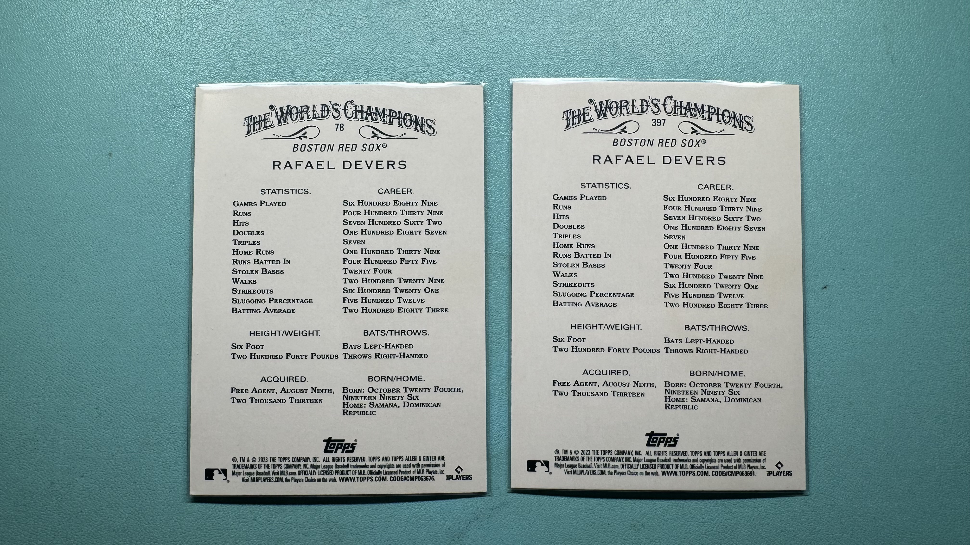 2023 Topps Allen&Ginter Rafael Devers 拉斐尔 德佛斯 全明星 闪卡 折射 base&变化版 #300编号以上SSP 凑套收藏必备 实卡好看 一图打包