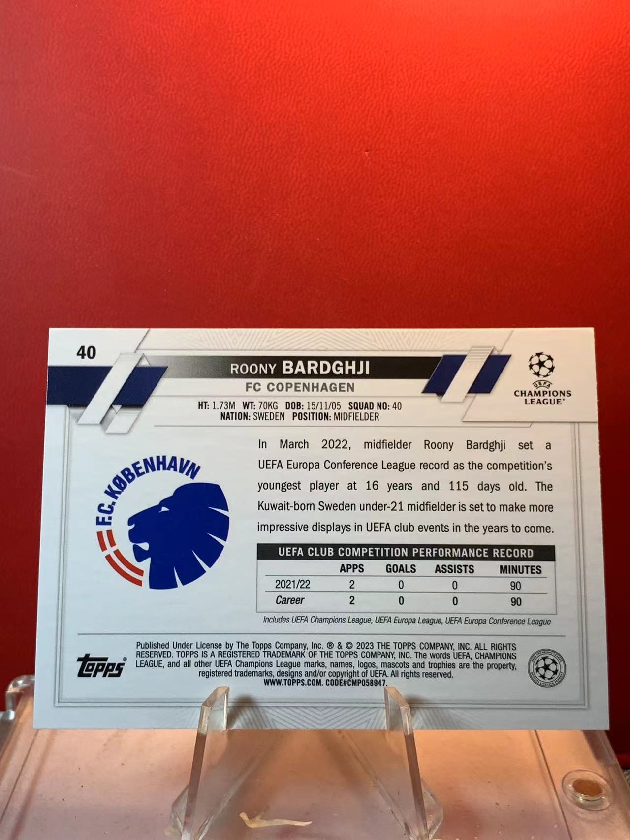 (詹叔代拍)2023 Topps Chrome Roony Bardghji RC 欧冠碧玉 巴尔德吉 哥本哈根 新秀 rc 折射 巴萨 卡品如图 顺丰寄付